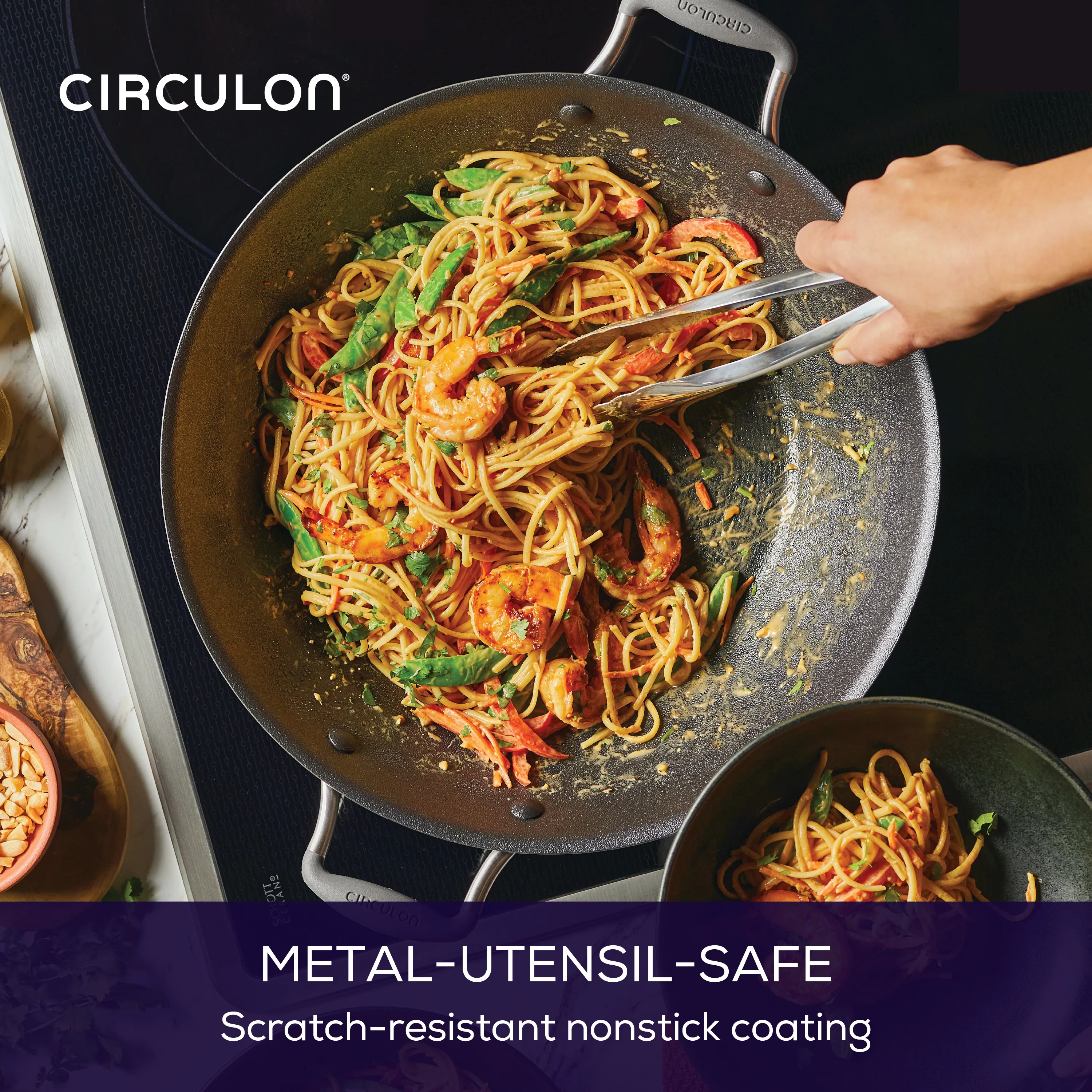14-Inch A1 ScratchDefense™ Nonstick Wok with Lid
