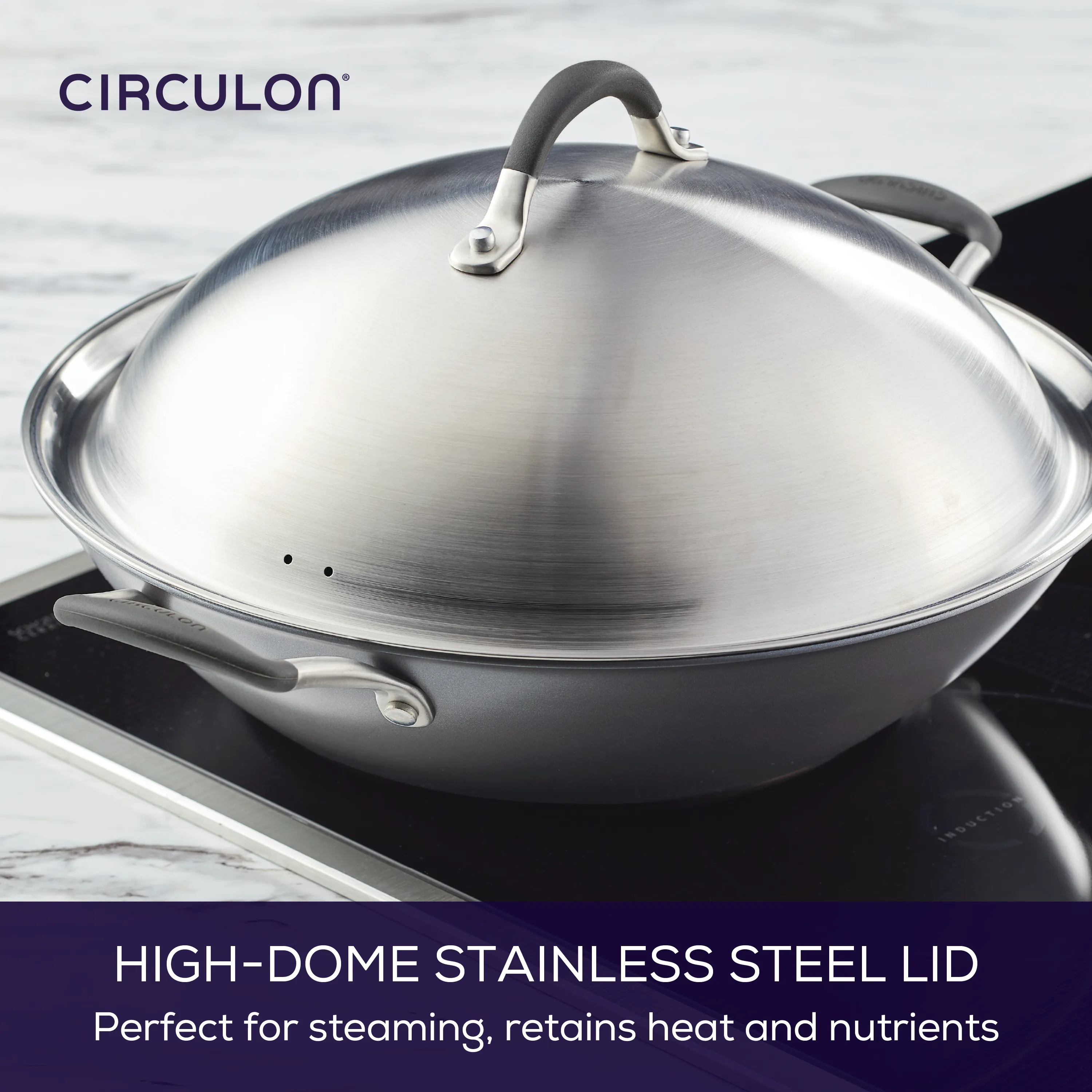 14-Inch A1 ScratchDefense™ Nonstick Wok with Lid