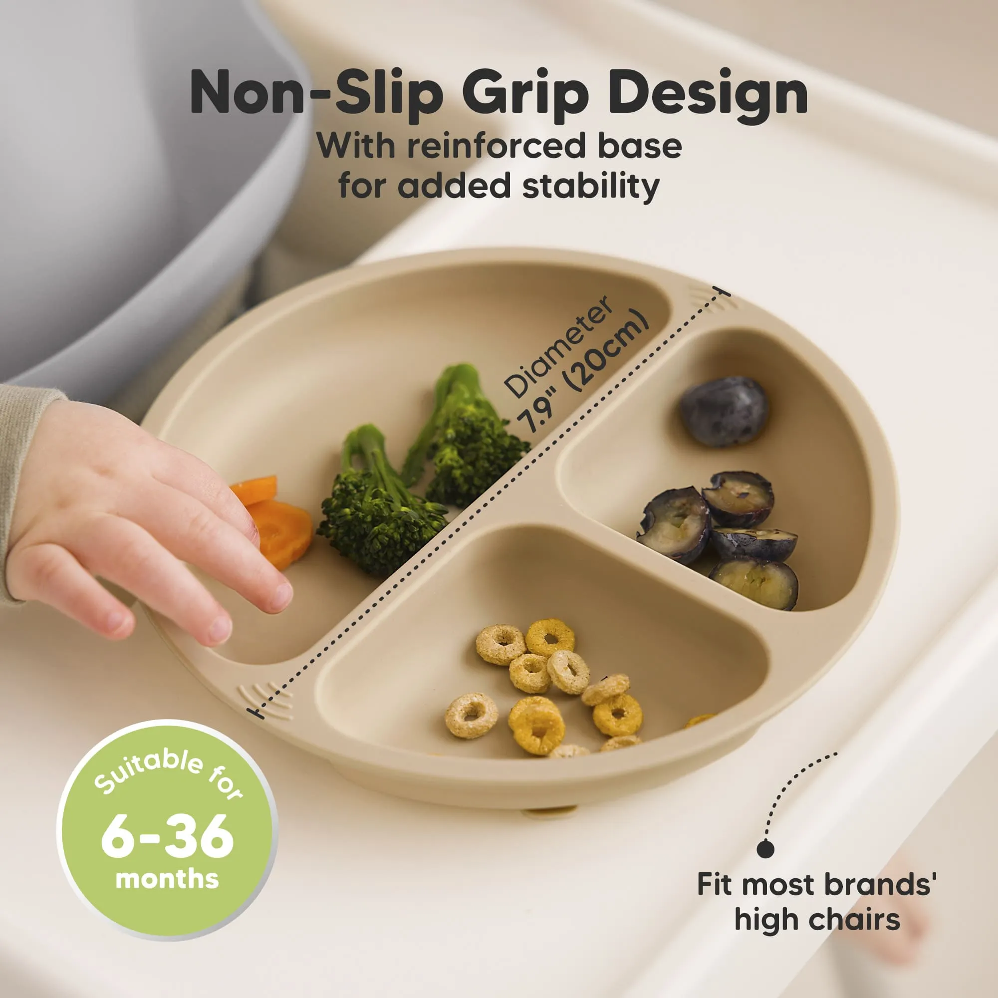 3-Pack Prep Silicone Suction Plates with Lids (Burgundy)