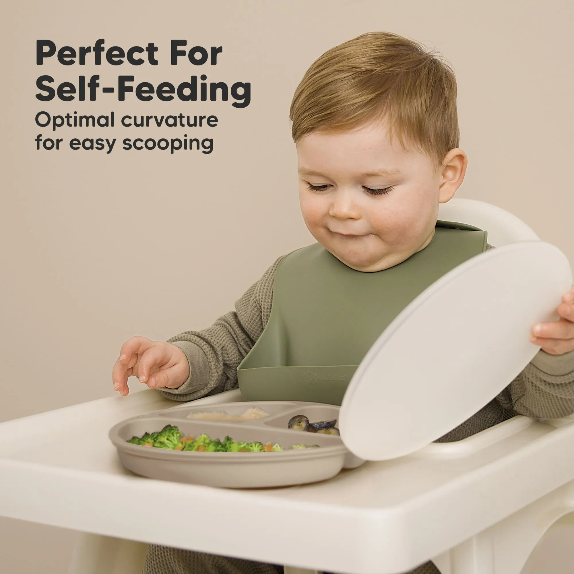 3-Pack Prep Silicone Suction Plates with Lids (Burgundy)