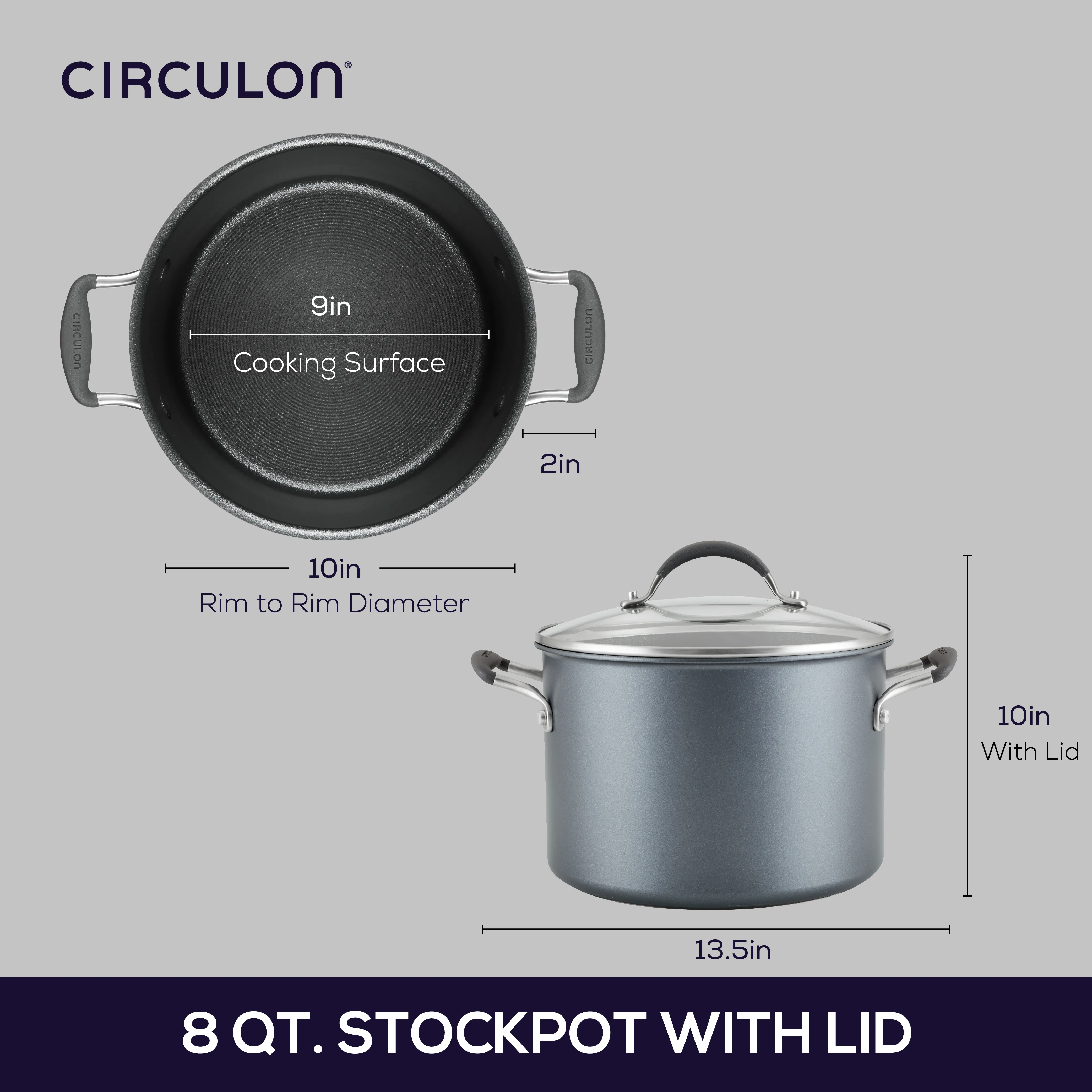 8-Quart Pot ScratchDefense™ Nonstick Stockpot with Lid
