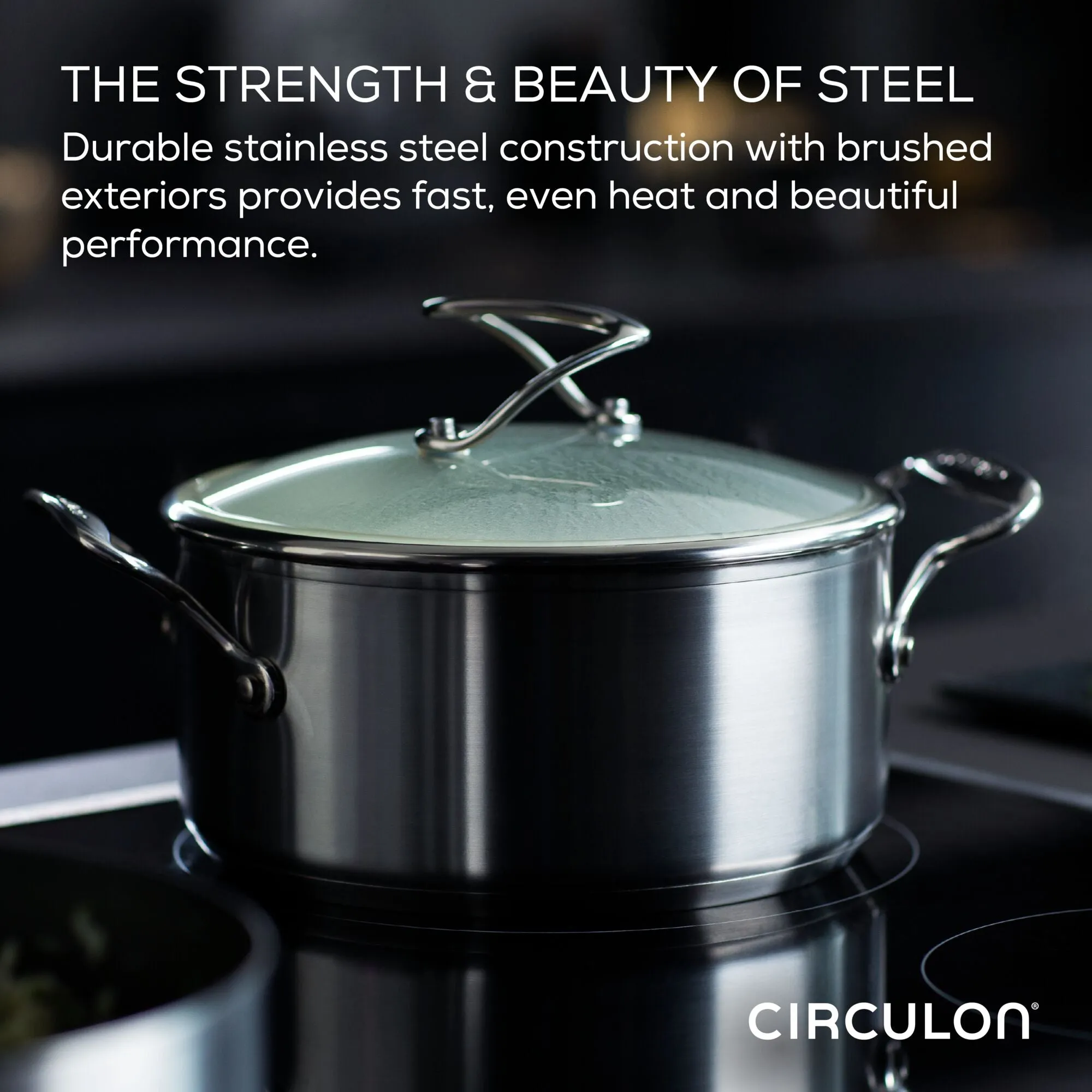9.5" Hybrid Stainless Steel Frying Pan w/ Stainless-Steel Spatula