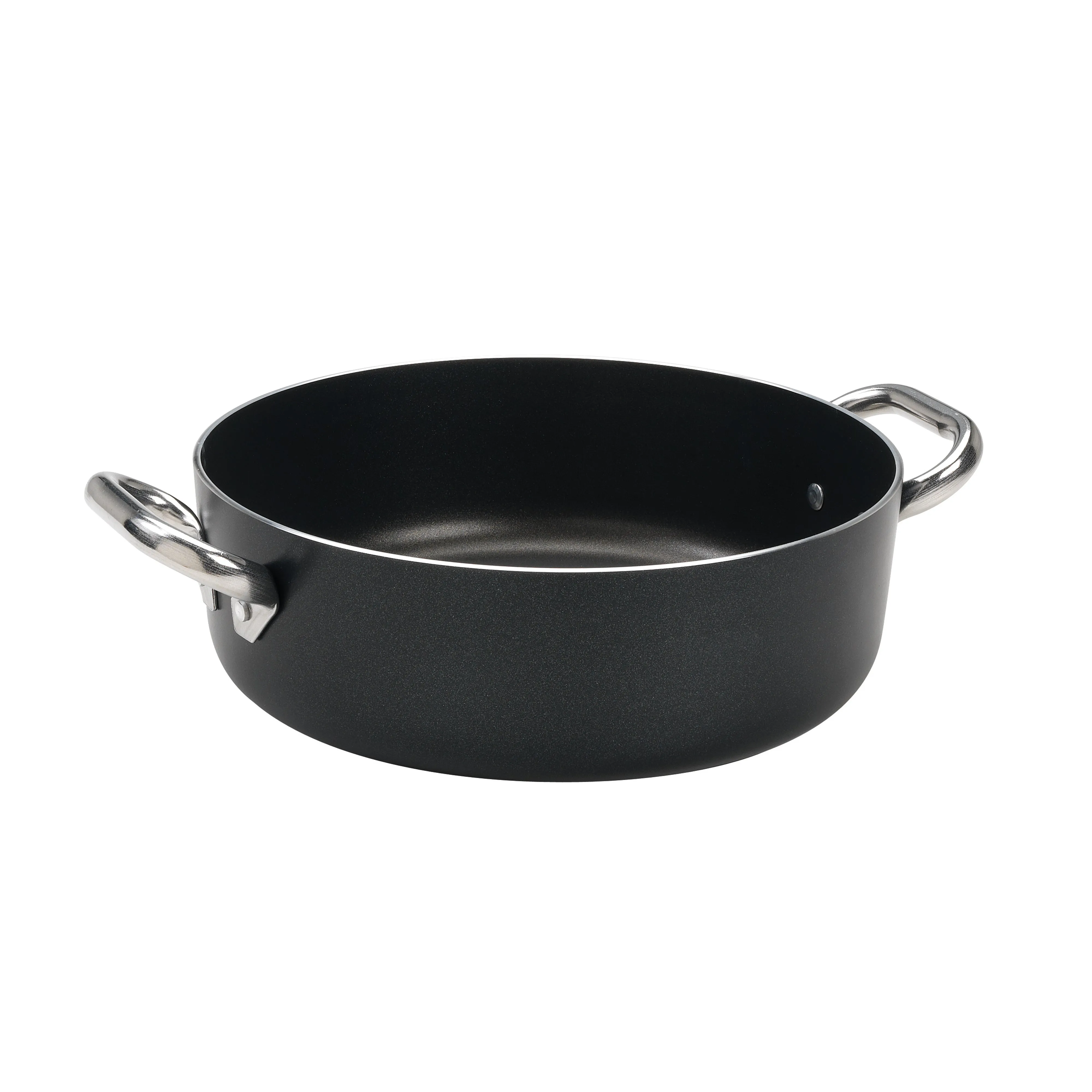 Agnelli Al-Black Aluminum 3mm Nonstick Casserole With Two Stainless Steel Handles, 12.1-Quart