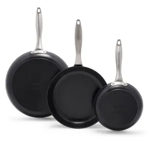 Black Pro Ceramic Nonstick 8", 10" and 12" Frypan Set