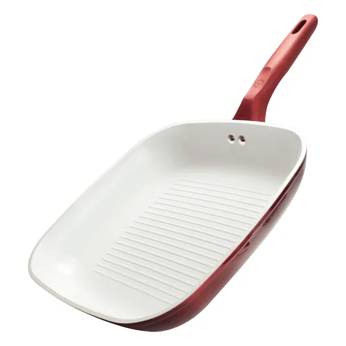 Bliss Grill Pan, 11 Inch, Candy Apple Red/White - Ecolution