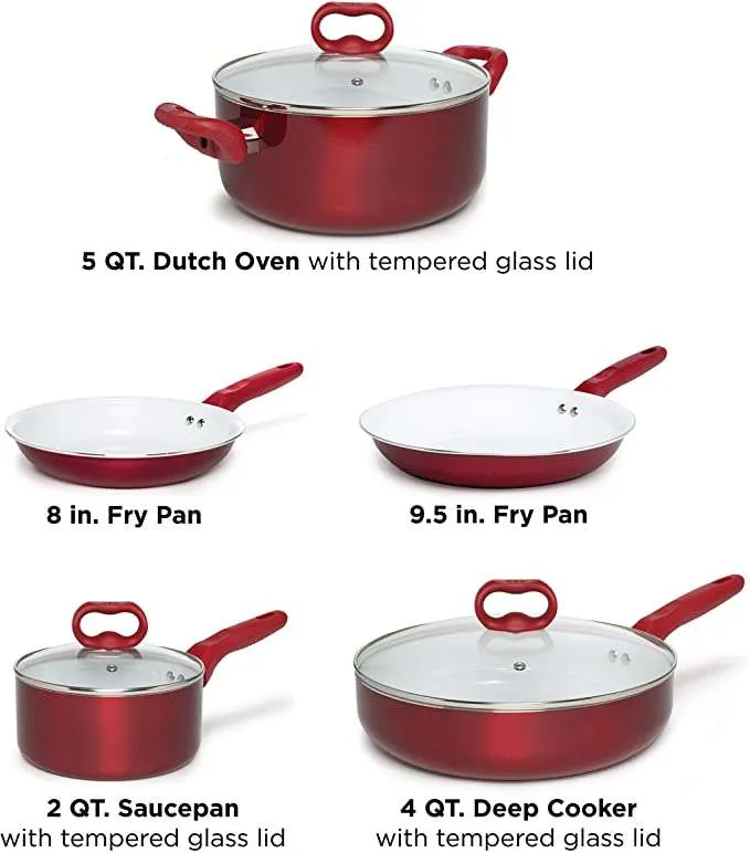 Bliss Non-Stick Ceramic Cookware Set, 8 Piece - Ecolution