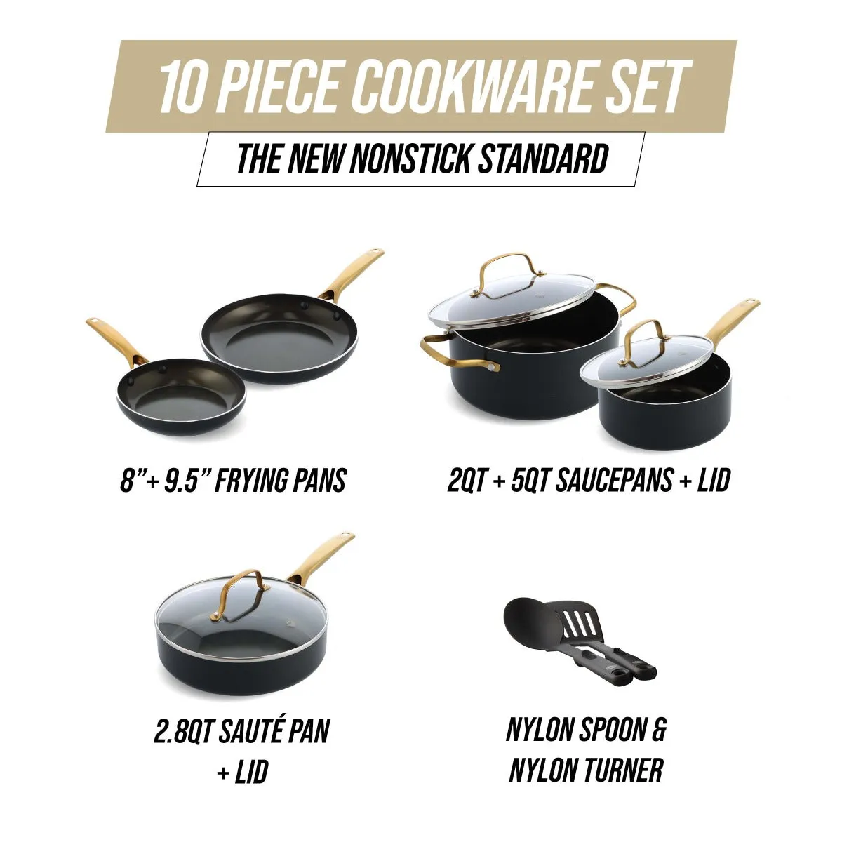 Blue Diamond Gold 10-Piece Cookware Set
