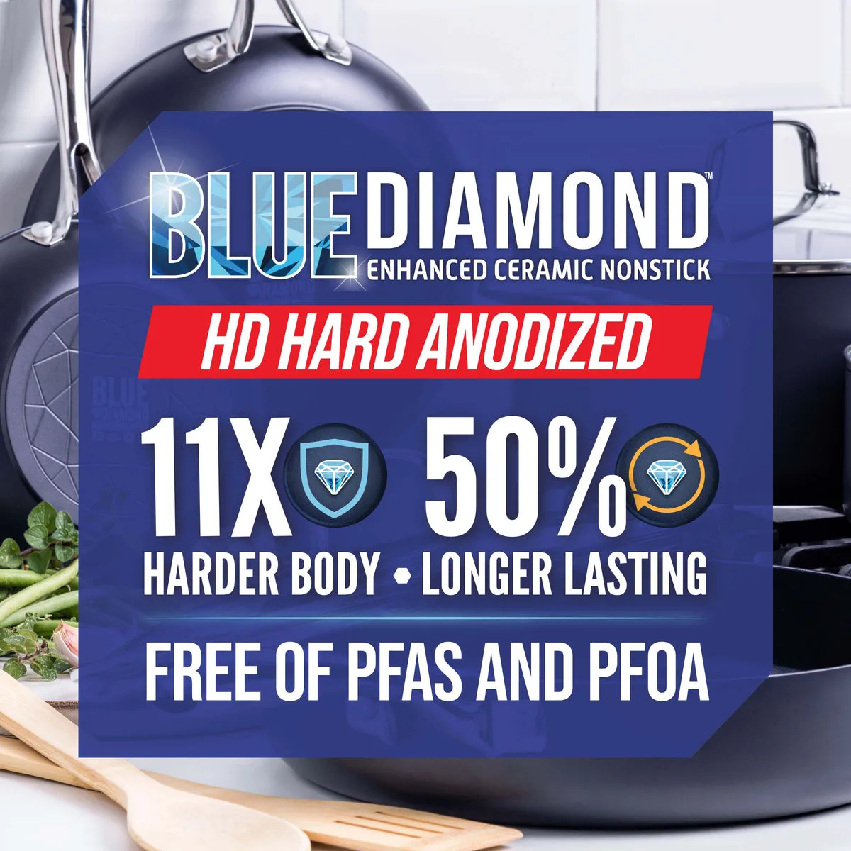 Blue Diamond Hard Anodized Pro 11" Frypan with Lid