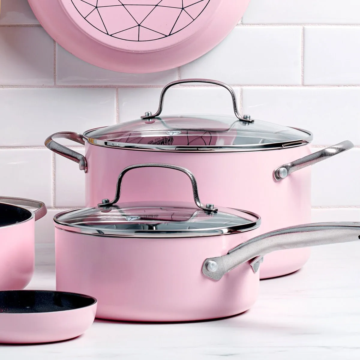 Blue Diamond Pink 12-Piece Cookware Set