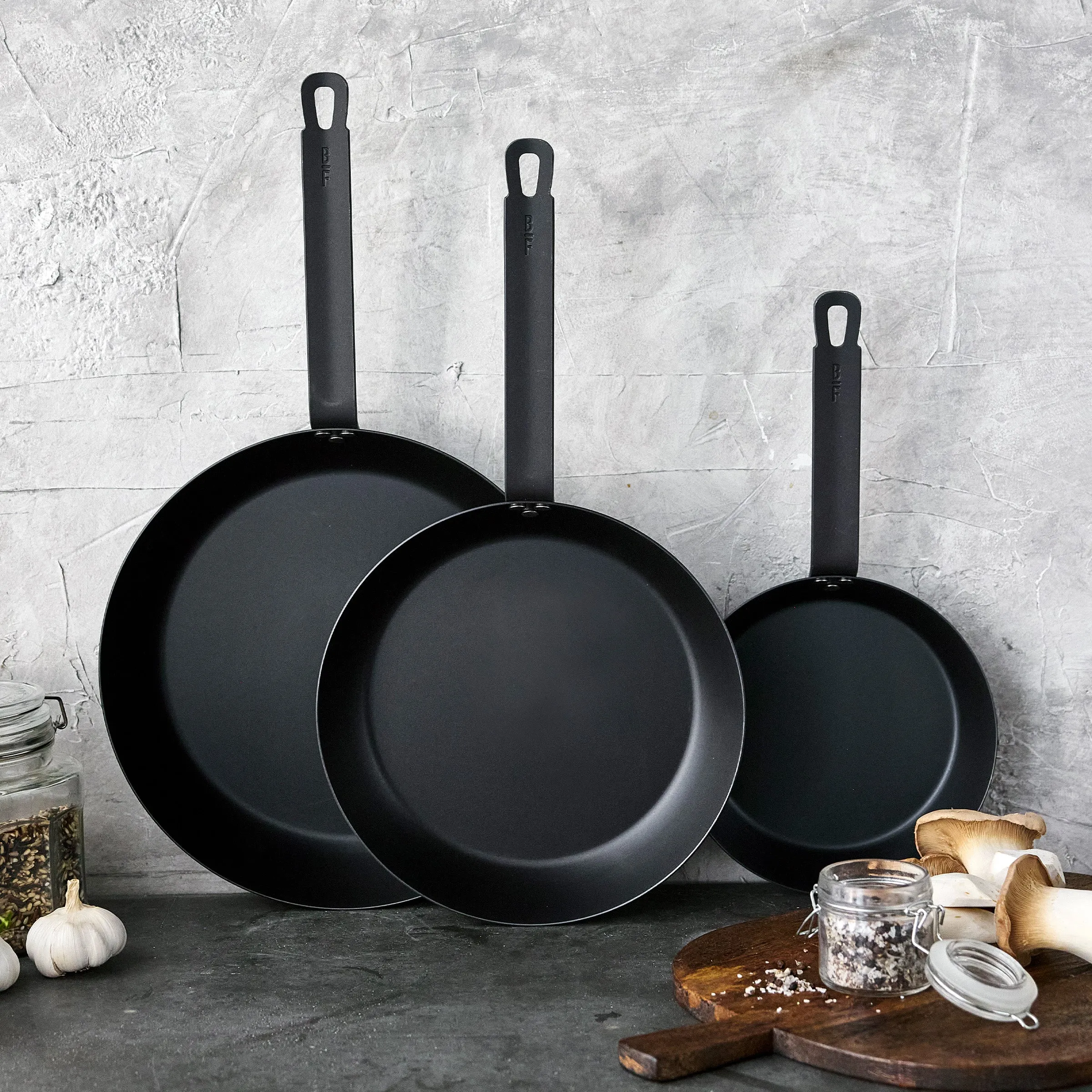 Bobby Flay by GreenPan 8", 10" and 12" Carbon Steel Frypan Set