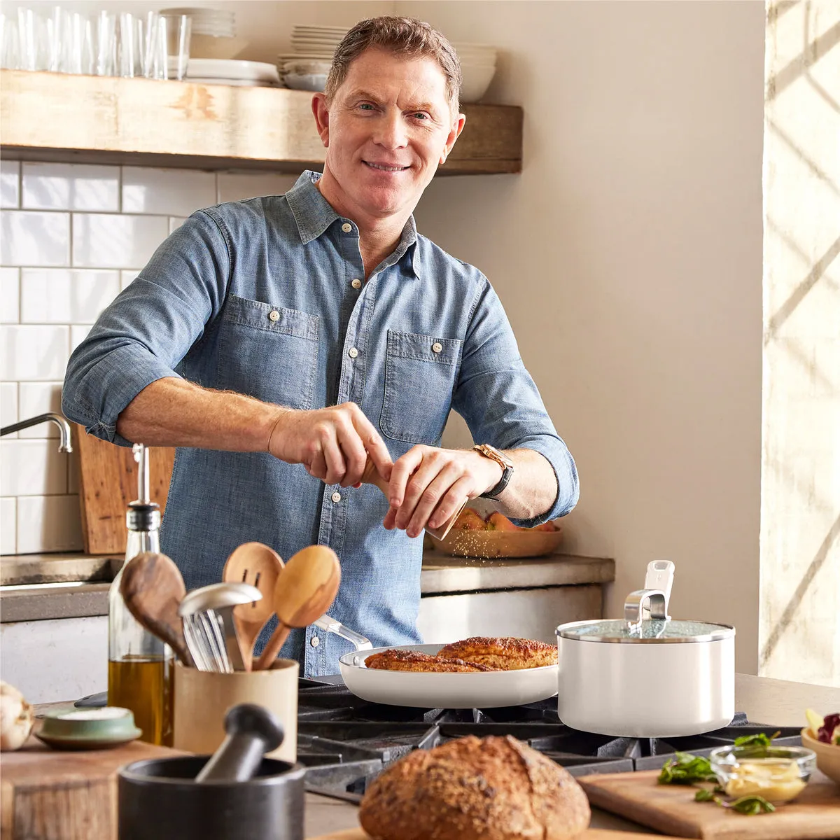 Bobby Flay by GreenPan Professional Ceramic Nonstick 10" Frypan | Cream