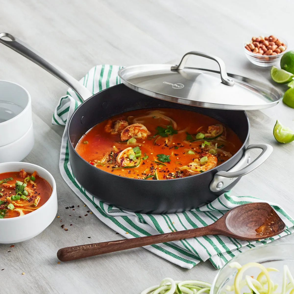 Craft Noire Ceramic Nonstick 4.5-Quart Sauté Pan with Lid and Helper Handle