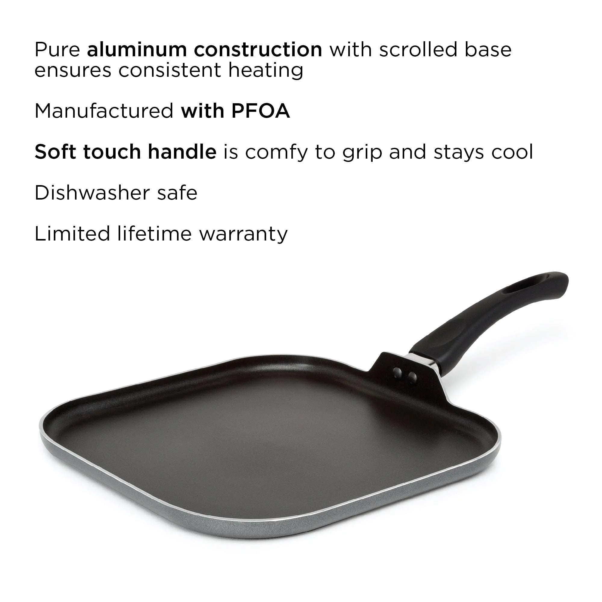 Elements Non-Stick Griddle, 11 Inch, Gray - Ecolution