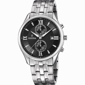 Festina Timeless Chronograph Stainless Steel Chronograph Mens Watch I Model F6854/8 Quartz Movement