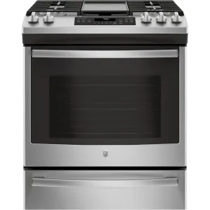 GE Slide-in Gas stove in stainless steel