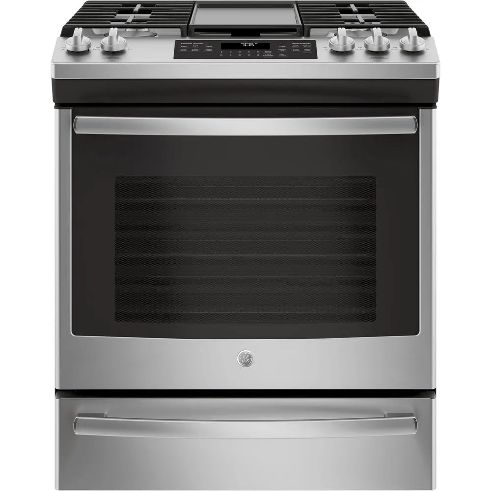 GE Slide-in Gas stove in stainless steel