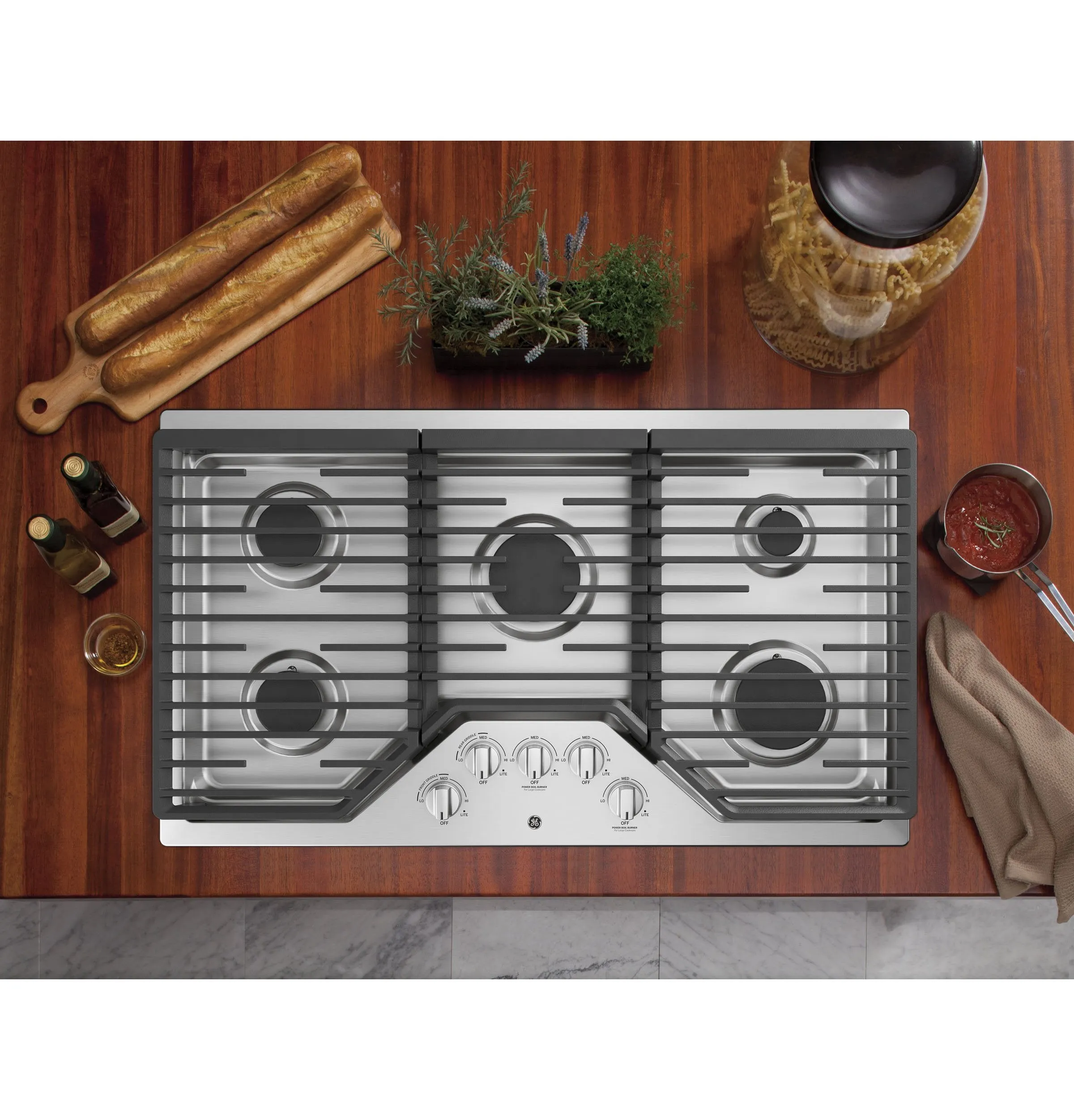 GE Stainless Steel 36" Gas Cooktop - JGP5036SLSS
