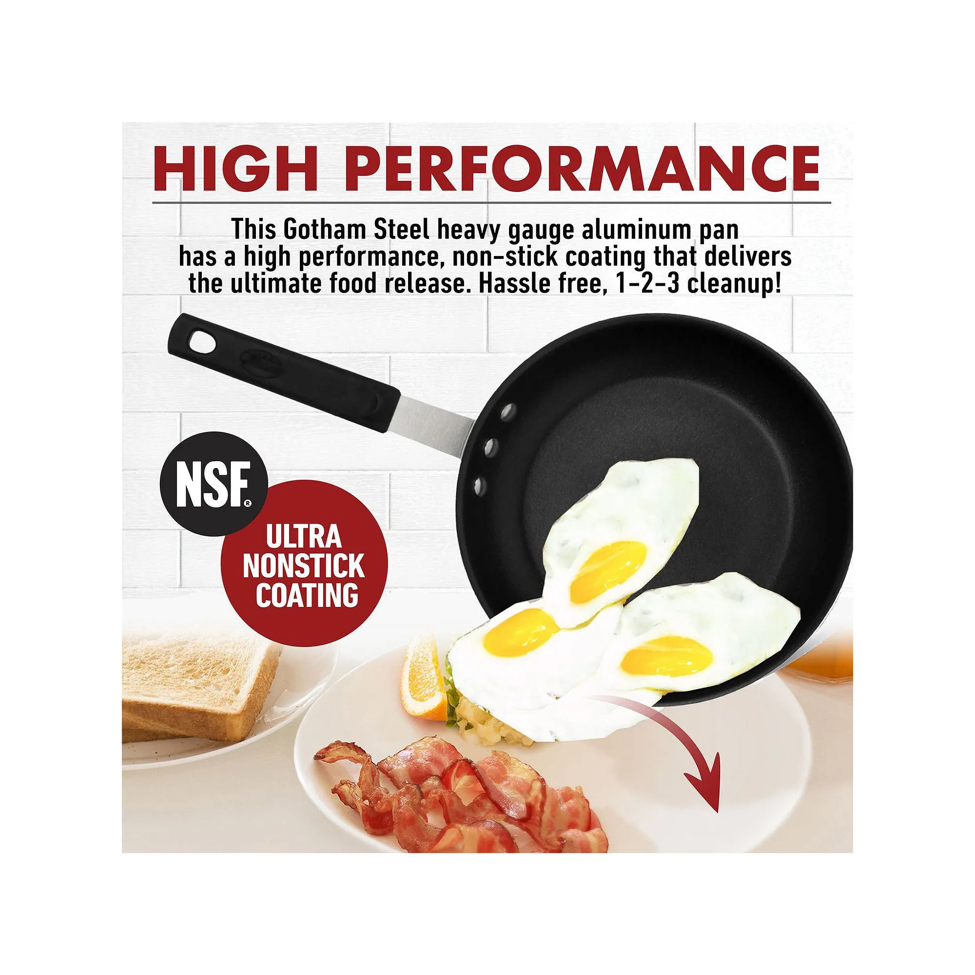 Gotham Steel Pro Series Nsf Nonstick 10" Frying Pan With Removeable Rubber Handle - SILVER ONE SIZE