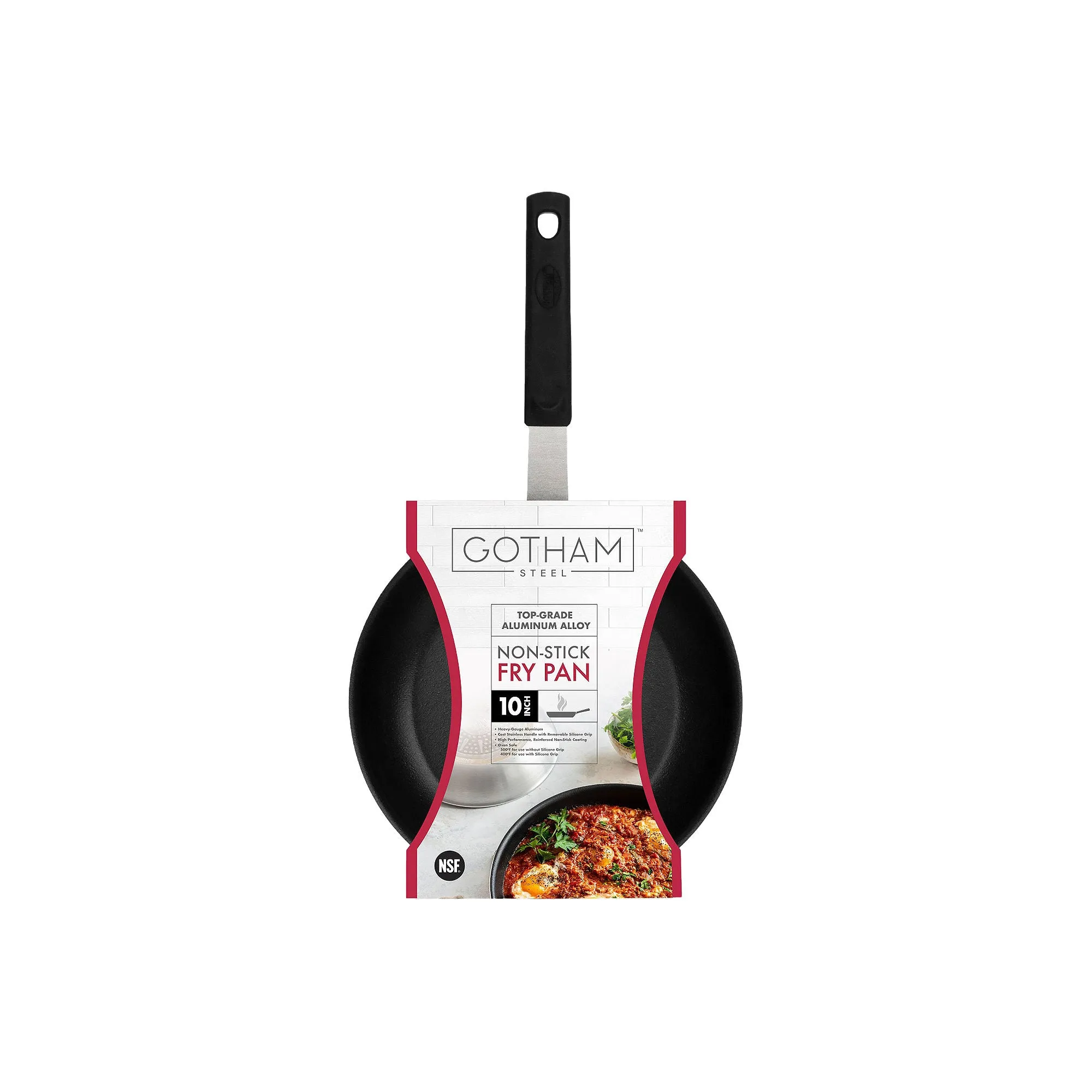 Gotham Steel Pro Series Nsf Nonstick 10" Frying Pan With Removeable Rubber Handle - SILVER ONE SIZE