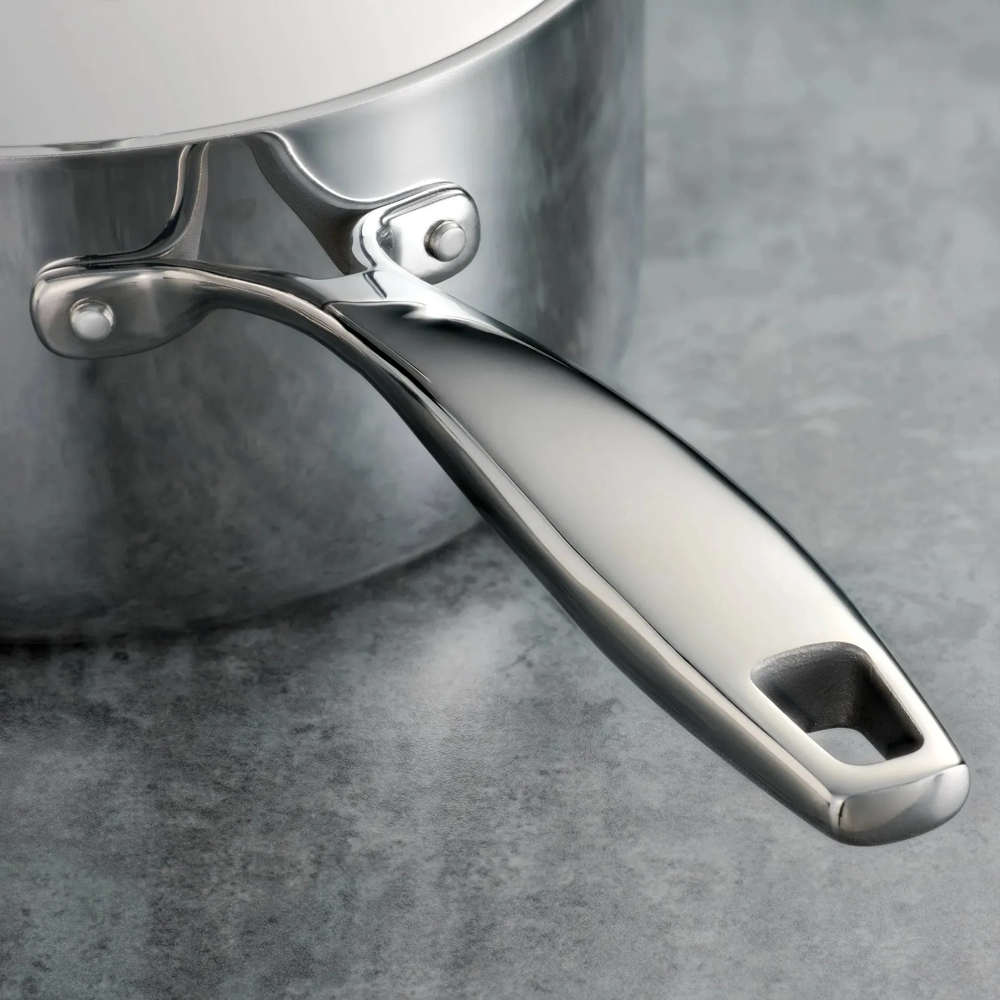 Gourmet Tri-Ply Clad 3qt Deep Saute Pan with Lid Silver
