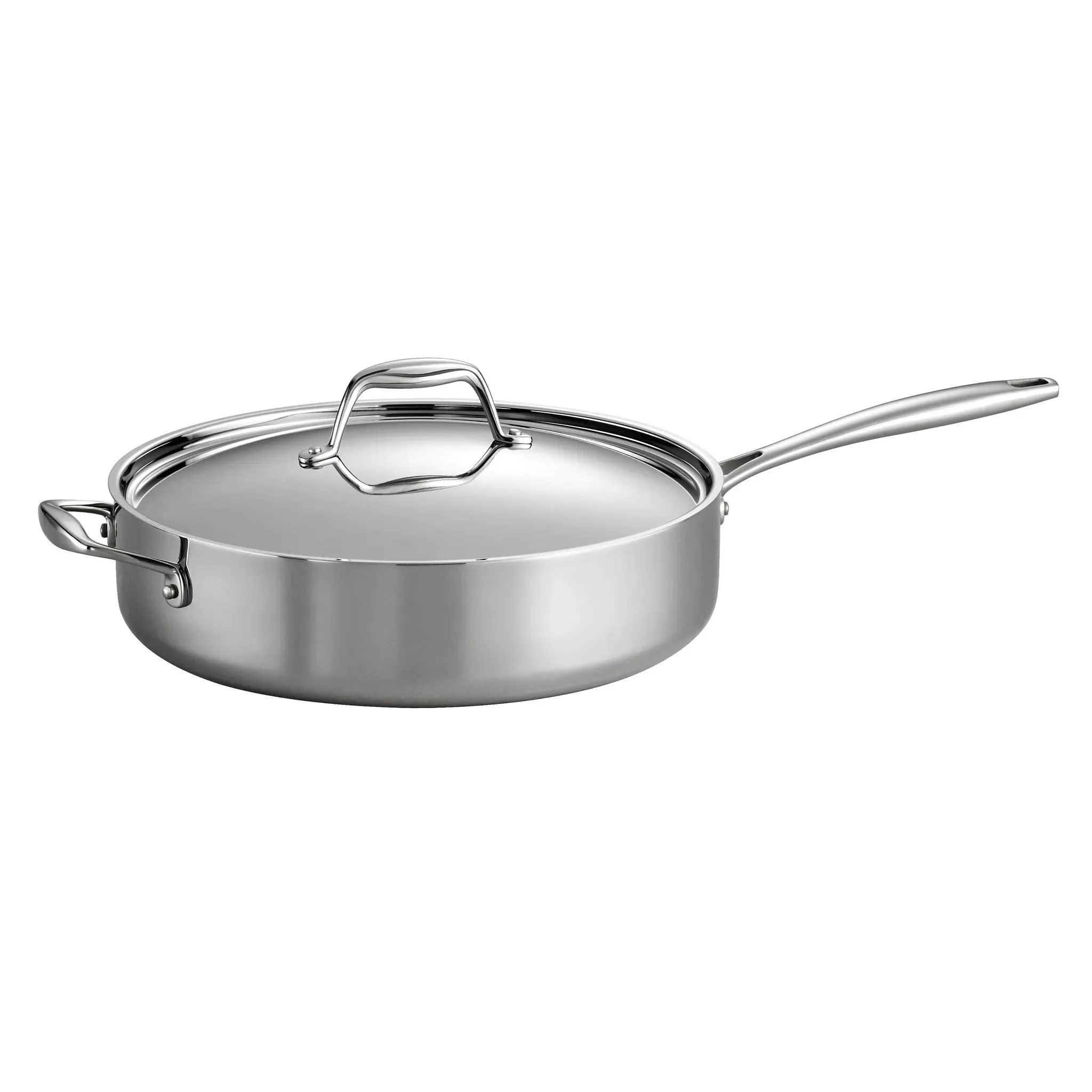 Gourmet Tri-Ply Clad 3qt Deep Saute Pan with Lid Silver