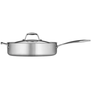 Gourmet Tri-Ply Clad 3qt Deep Saute Pan with Lid Silver