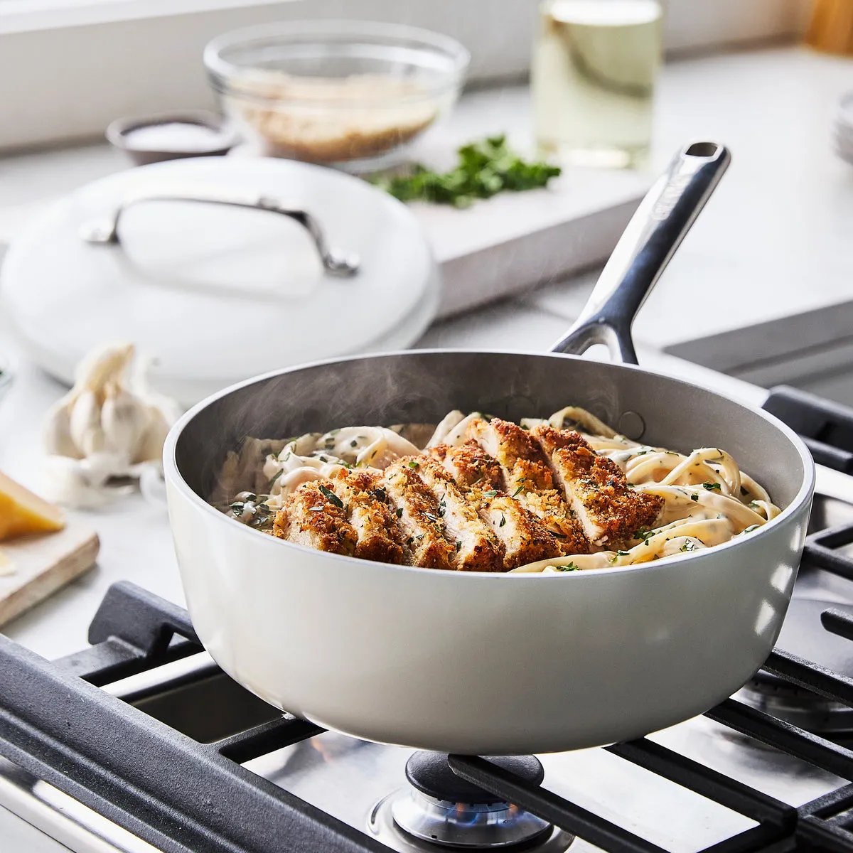 GP5 Colors Ceramic Nonstick 11-Piece Cookware Set with Mirror Handles | Cloud Cream
