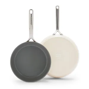 GP5 Colors Ceramic Nonstick 9.5" and 11" Frypan Set with Mirror Handles | Cloud Cream