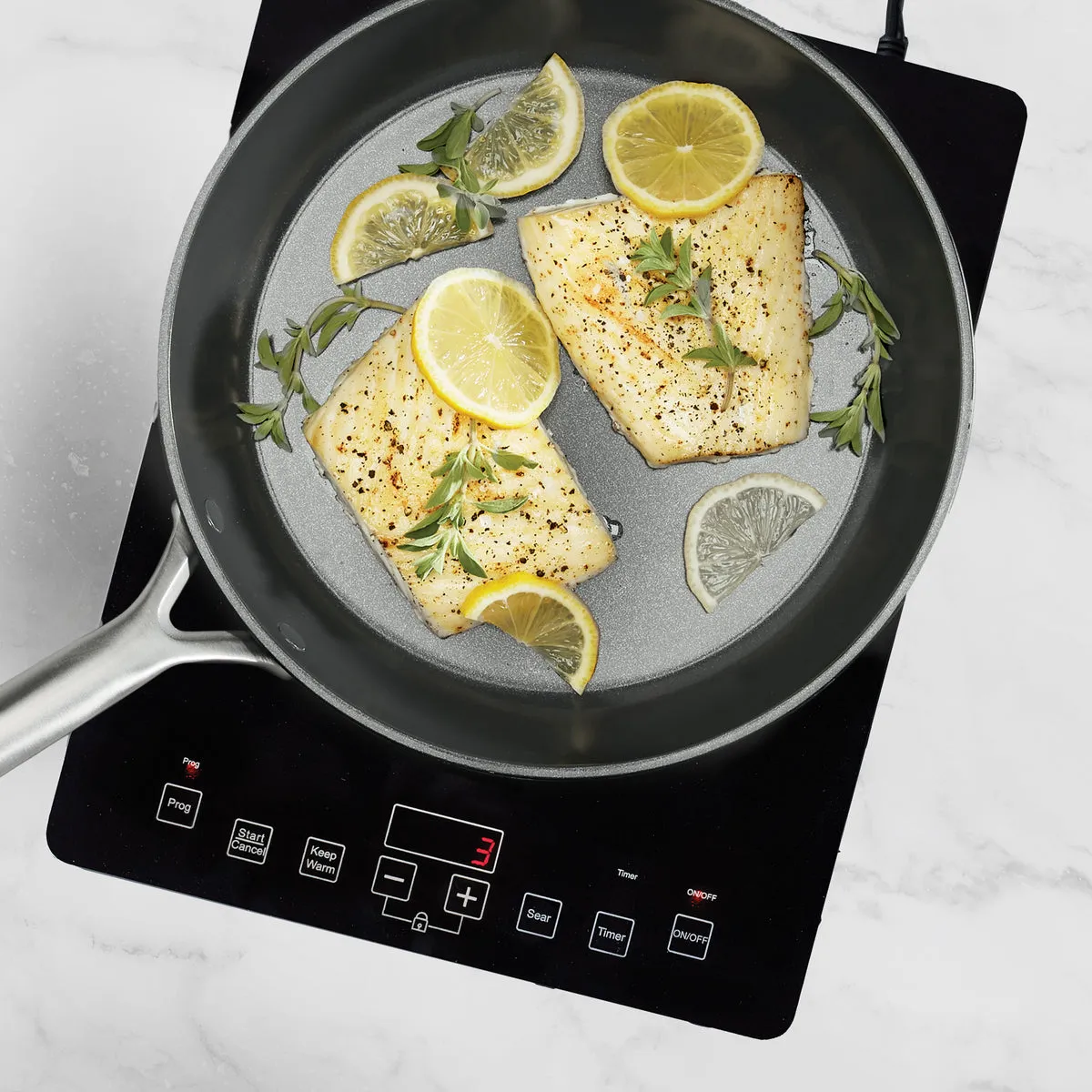 GP5 Colors Ceramic Nonstick 9.5" and 11" Frypan Set with Mirror Handles | Cocoa