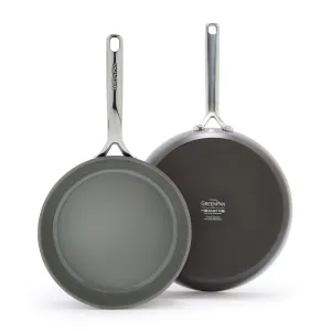 GP5 Colors Ceramic Nonstick 9.5" and 11" Frypan Set with Mirror Handles | Cocoa