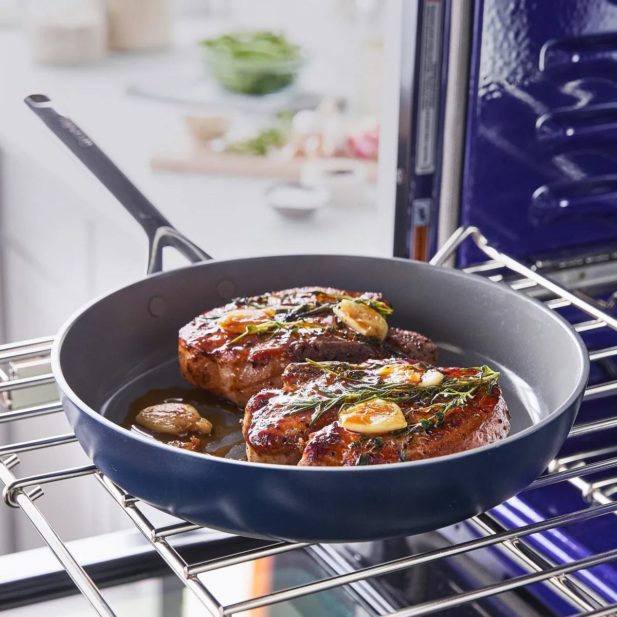 GP5 Colors Ceramic Nonstick 9.5" and 11" Frypan Set with Mirror Handles | Oxford Blue