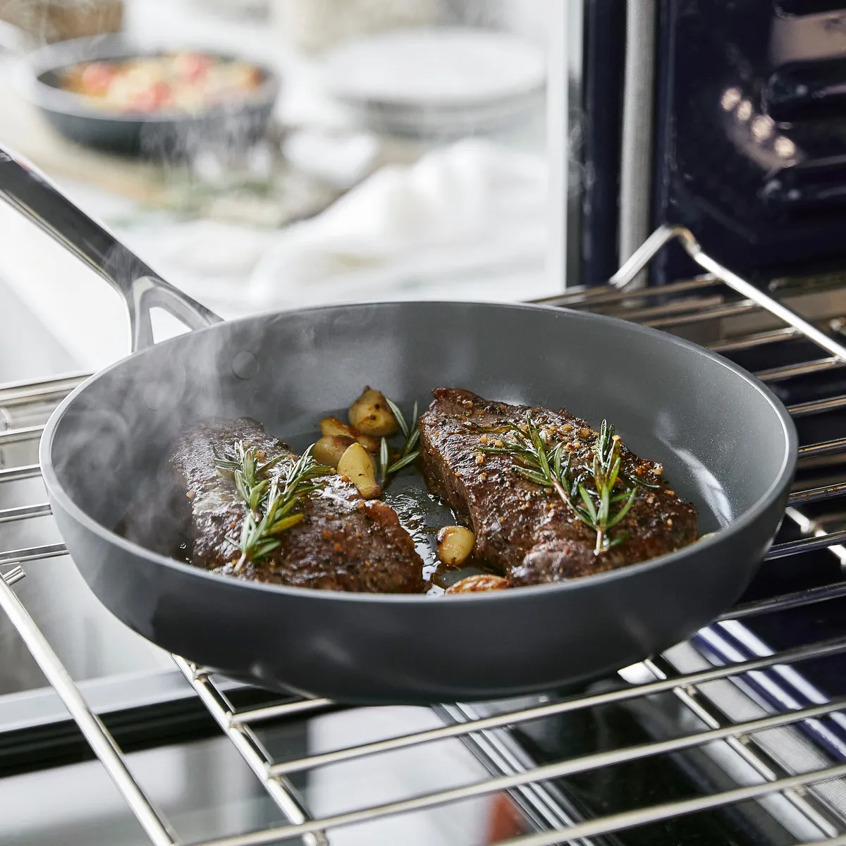 GP5 Colors Ceramic Nonstick 9.5" and 11" Frypan Set with Mirror Handles | Slate