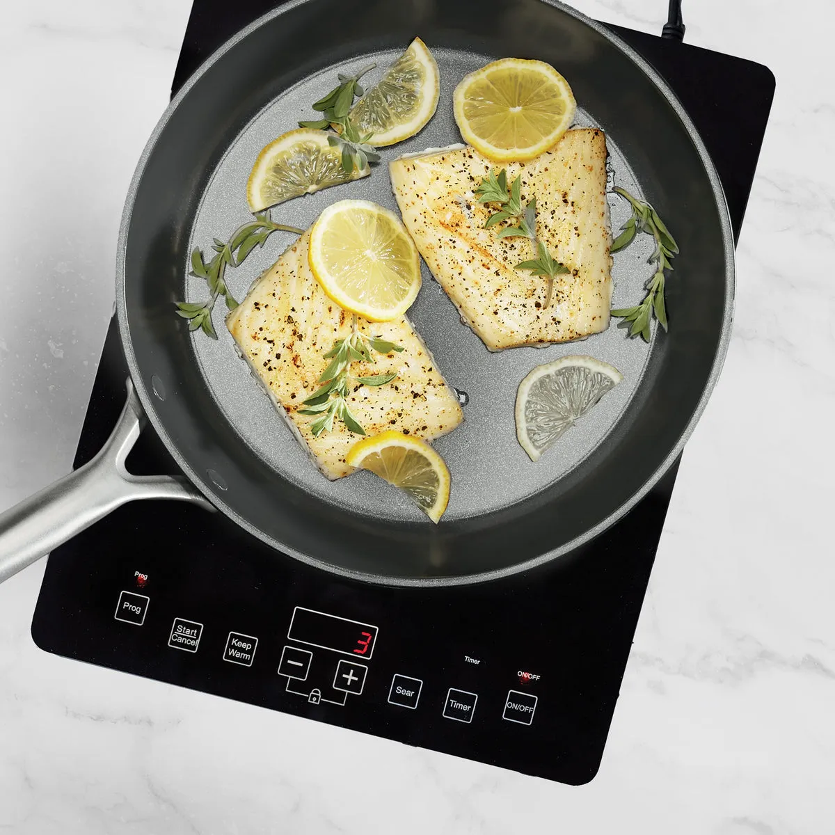GP5 Colors Ceramic Nonstick 9.5" and 11" Frypan Set with Mirror Handles | Slate