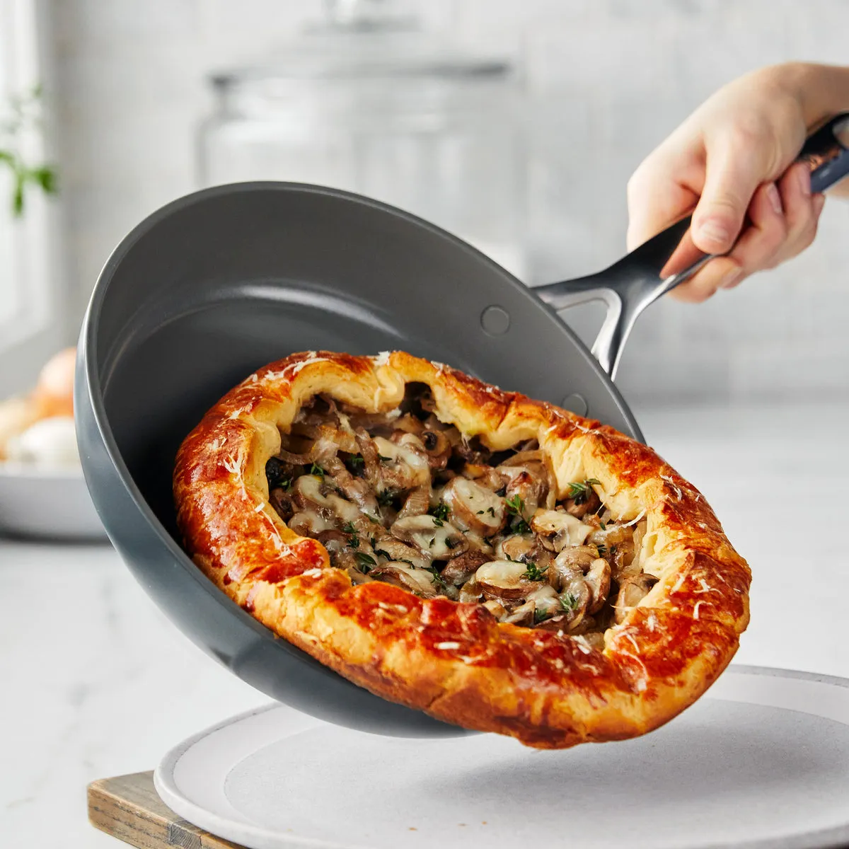 GP5 Colors Ceramic Nonstick 9.5" and 11" Frypan Set with Mirror Handles | Slate