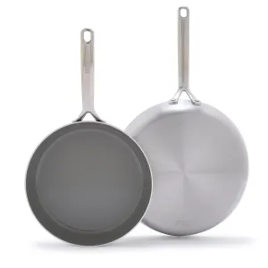 GP5 Stainless Steel 10" and 12" Frypan Set | Mirror Handles