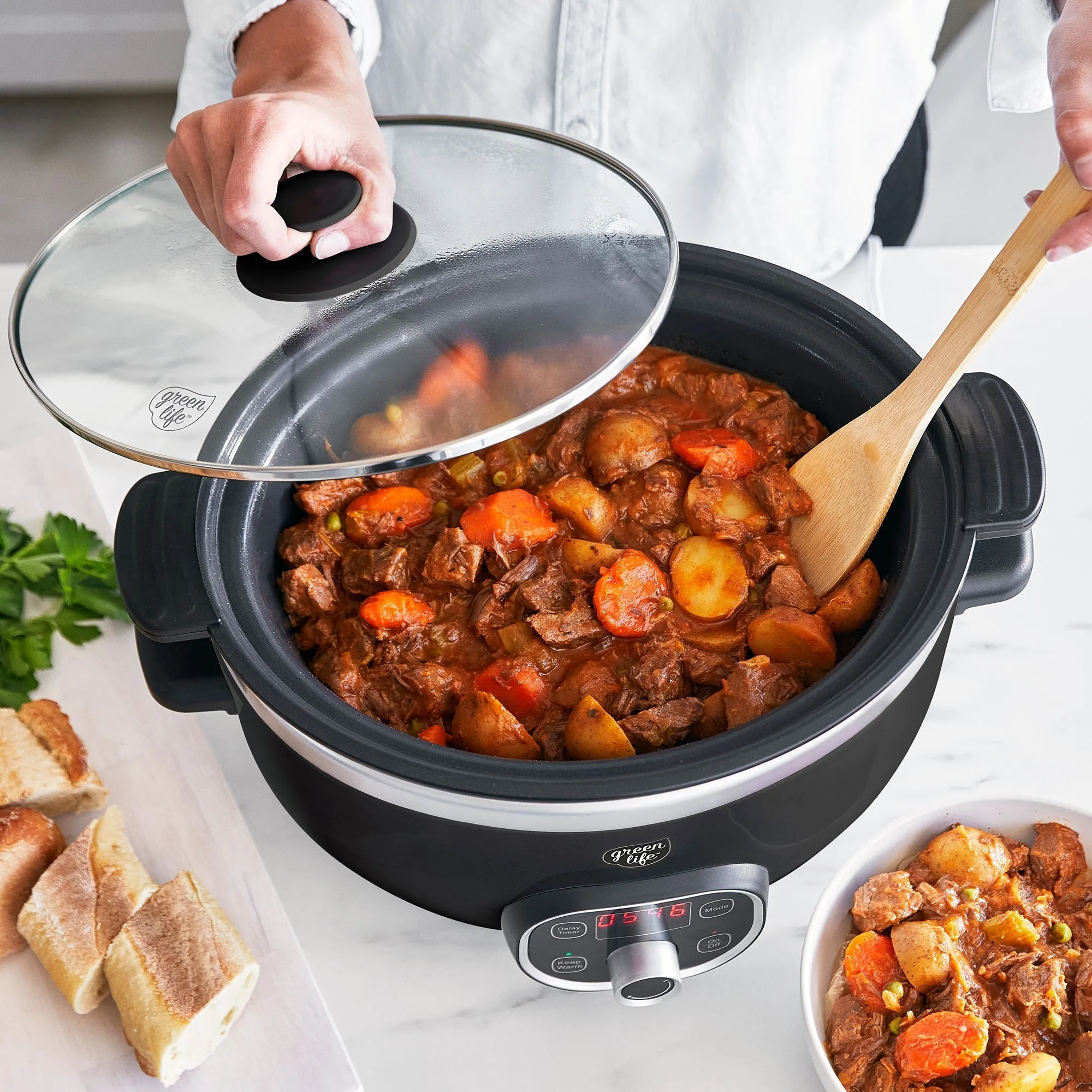 GreenLife Healthy Duo 6-Quart Slow Cooker | Black