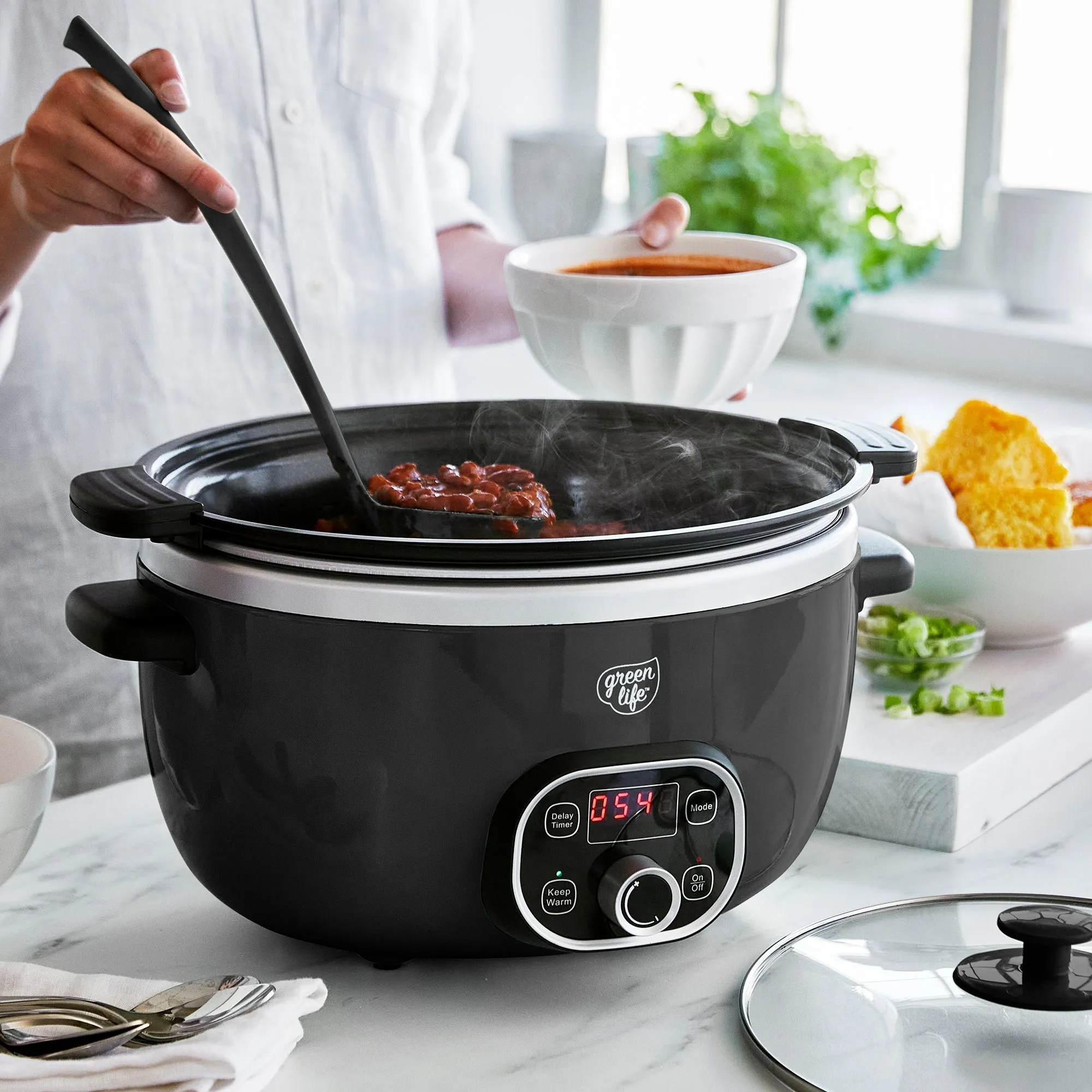 GreenLife Healthy Duo 6-Quart Slow Cooker | Black