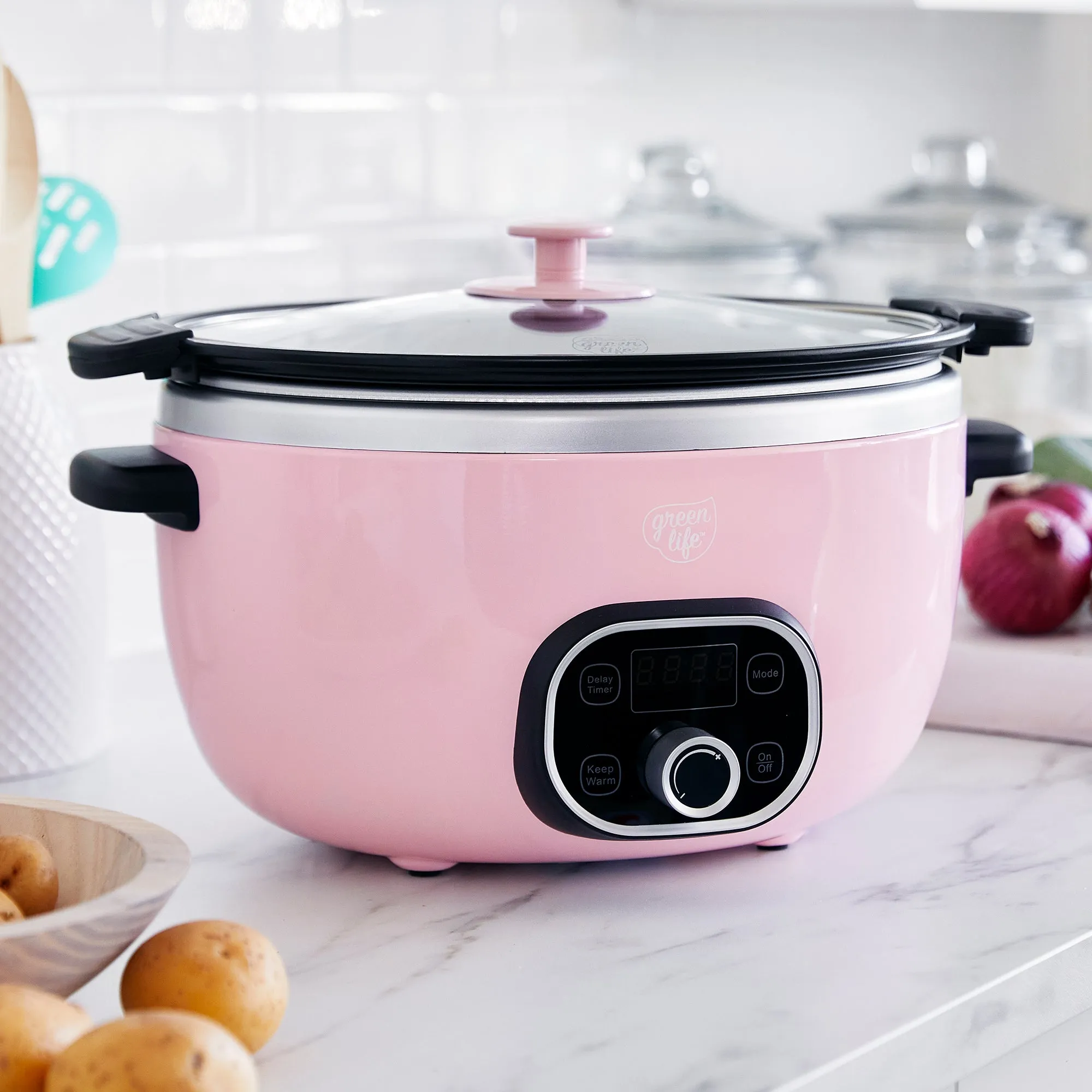 GreenLife Healthy Duo 6-Quart Slow Cooker | Pink