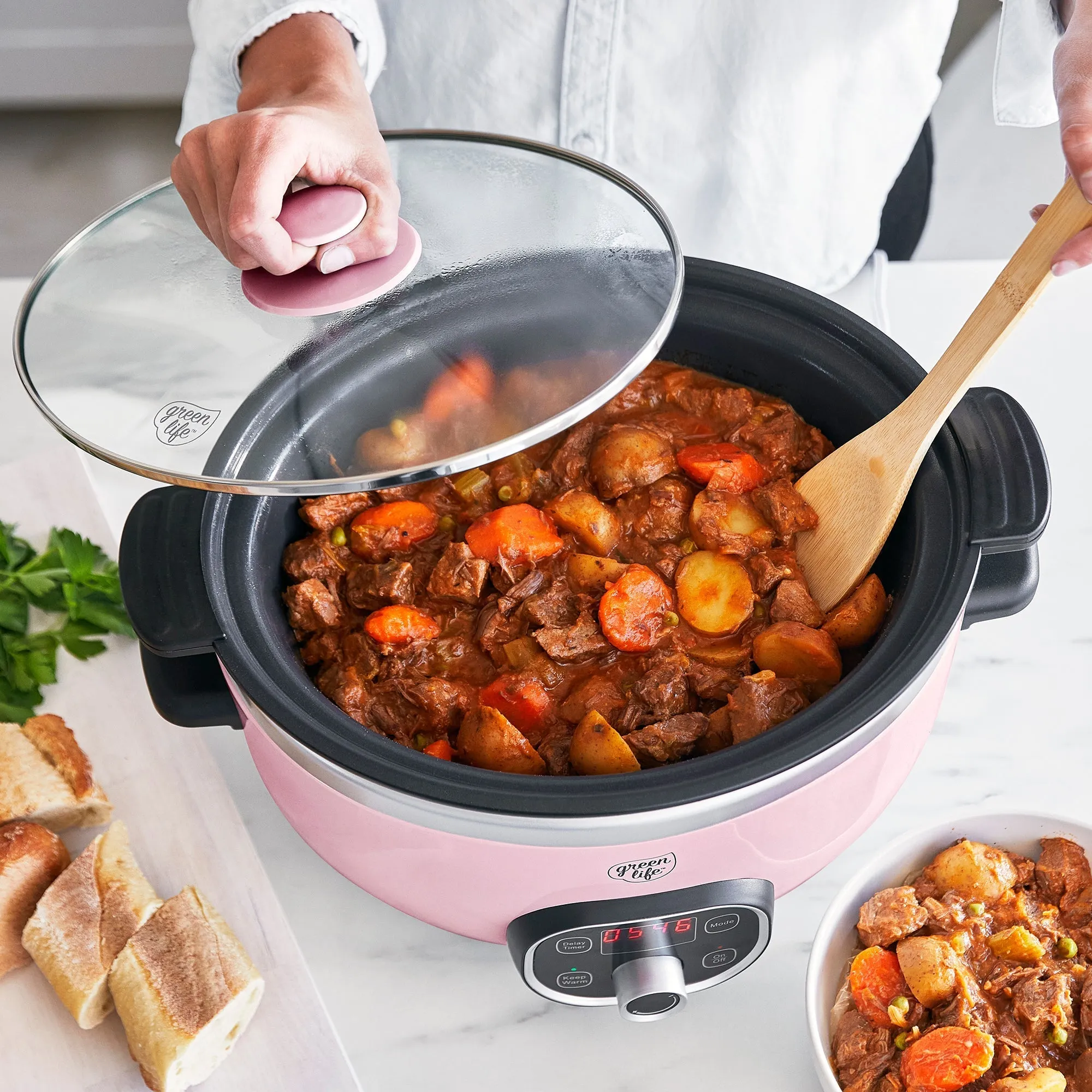 GreenLife Healthy Duo 6-Quart Slow Cooker | Pink