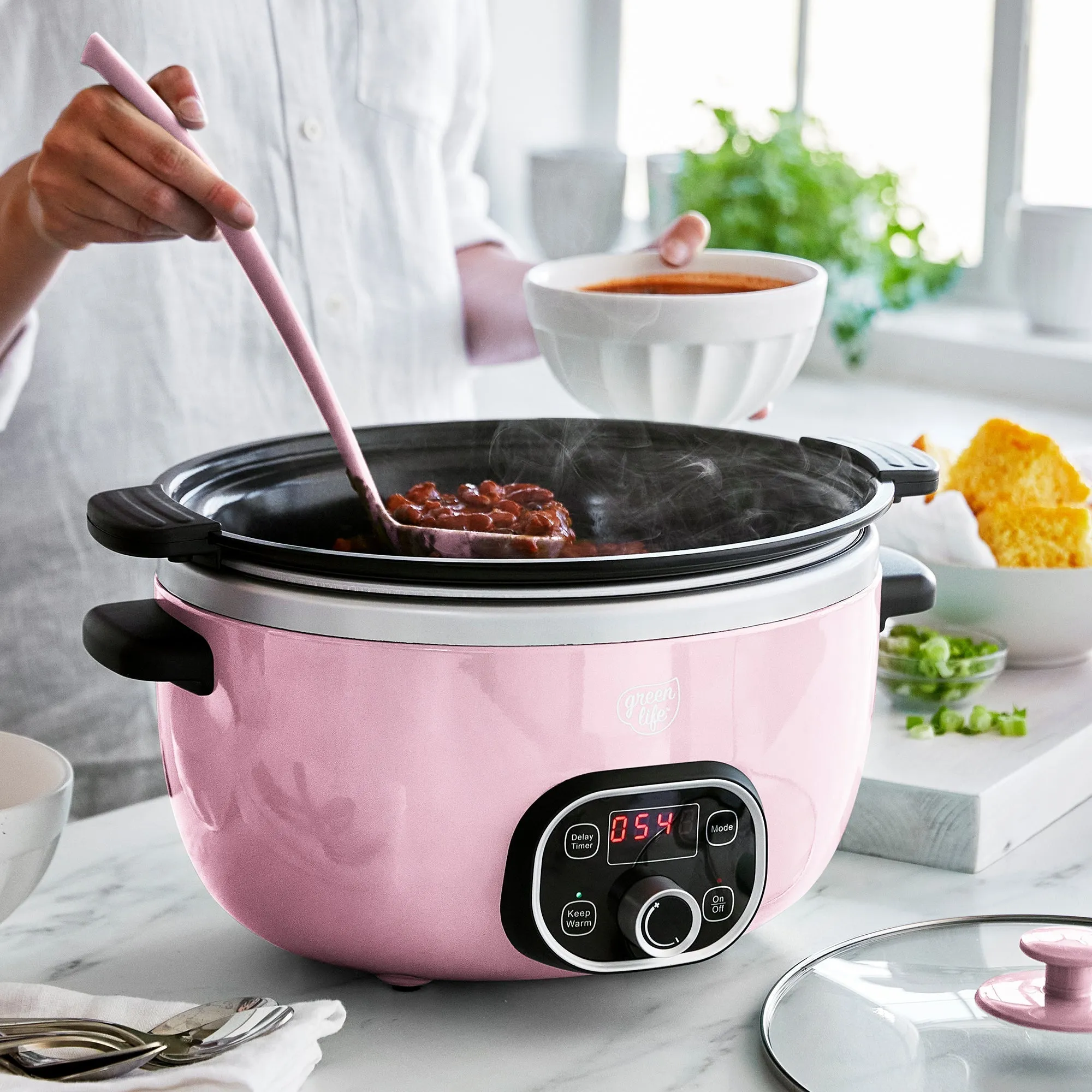 GreenLife Healthy Duo 6-Quart Slow Cooker | Pink