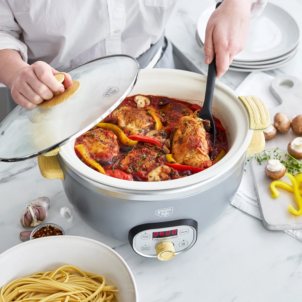 GreenLife Healthy Duo 6-Quart Slow Cooker | Quartz Gray