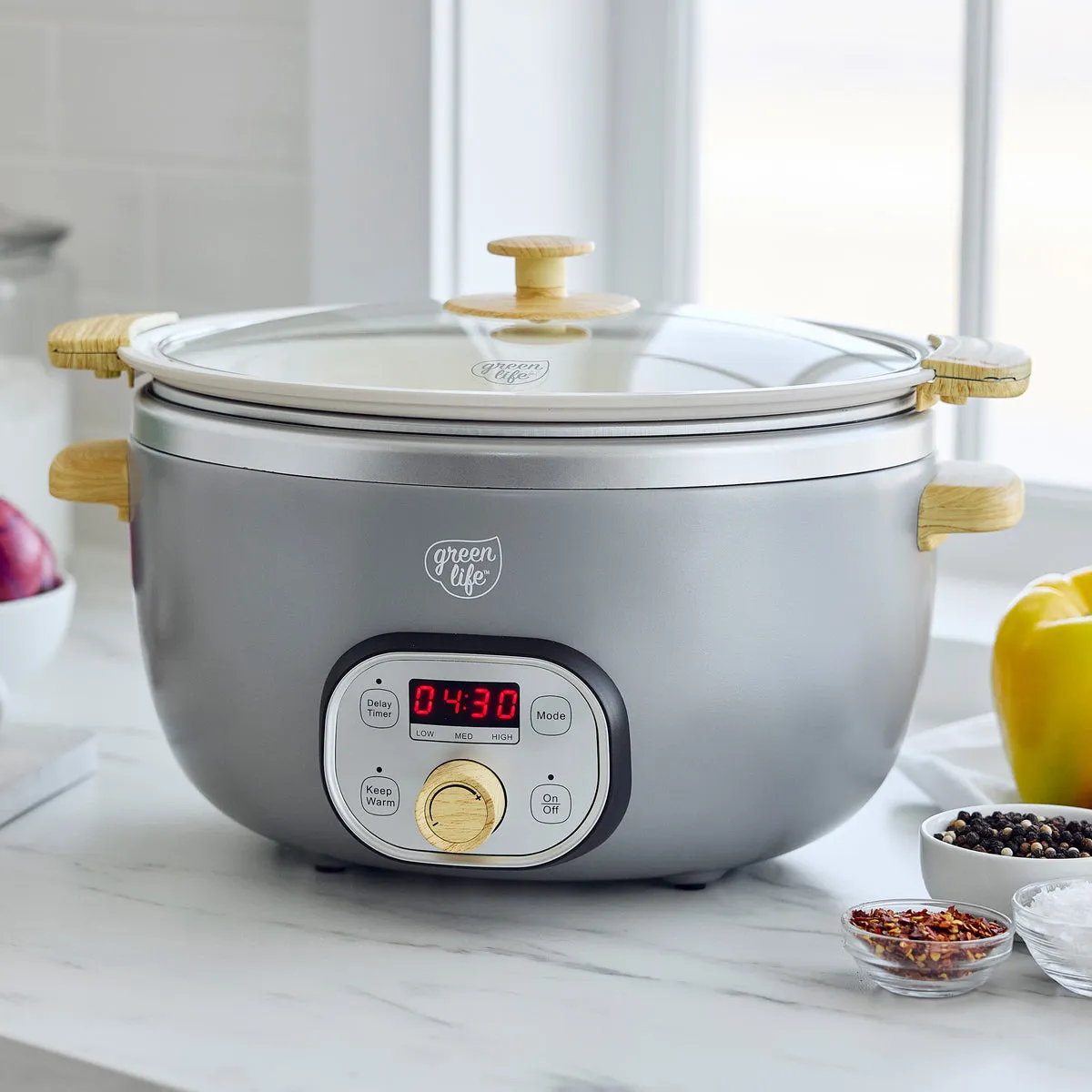 GreenLife Healthy Duo 6-Quart Slow Cooker | Quartz Gray