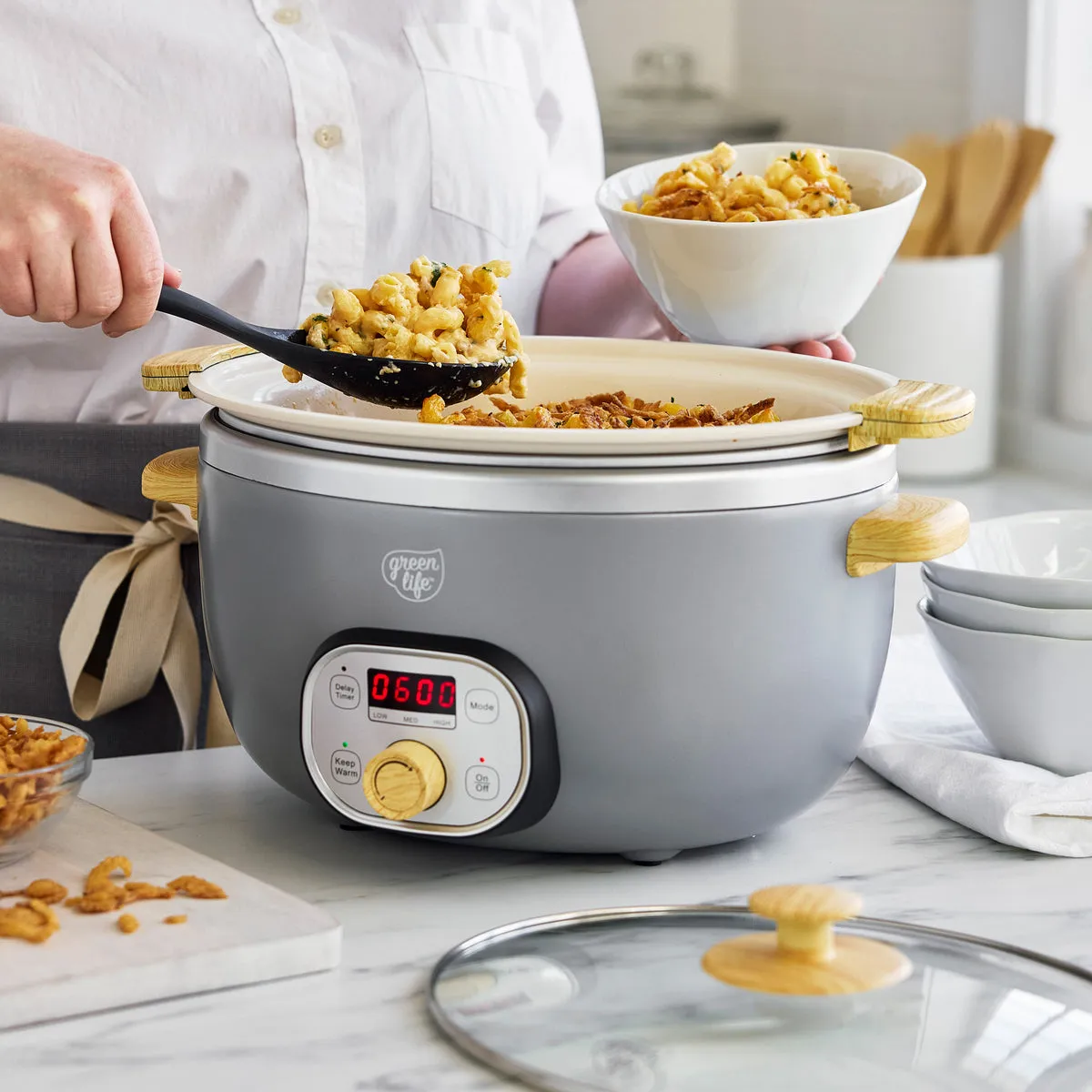 GreenLife Healthy Duo 6-Quart Slow Cooker | Quartz Gray