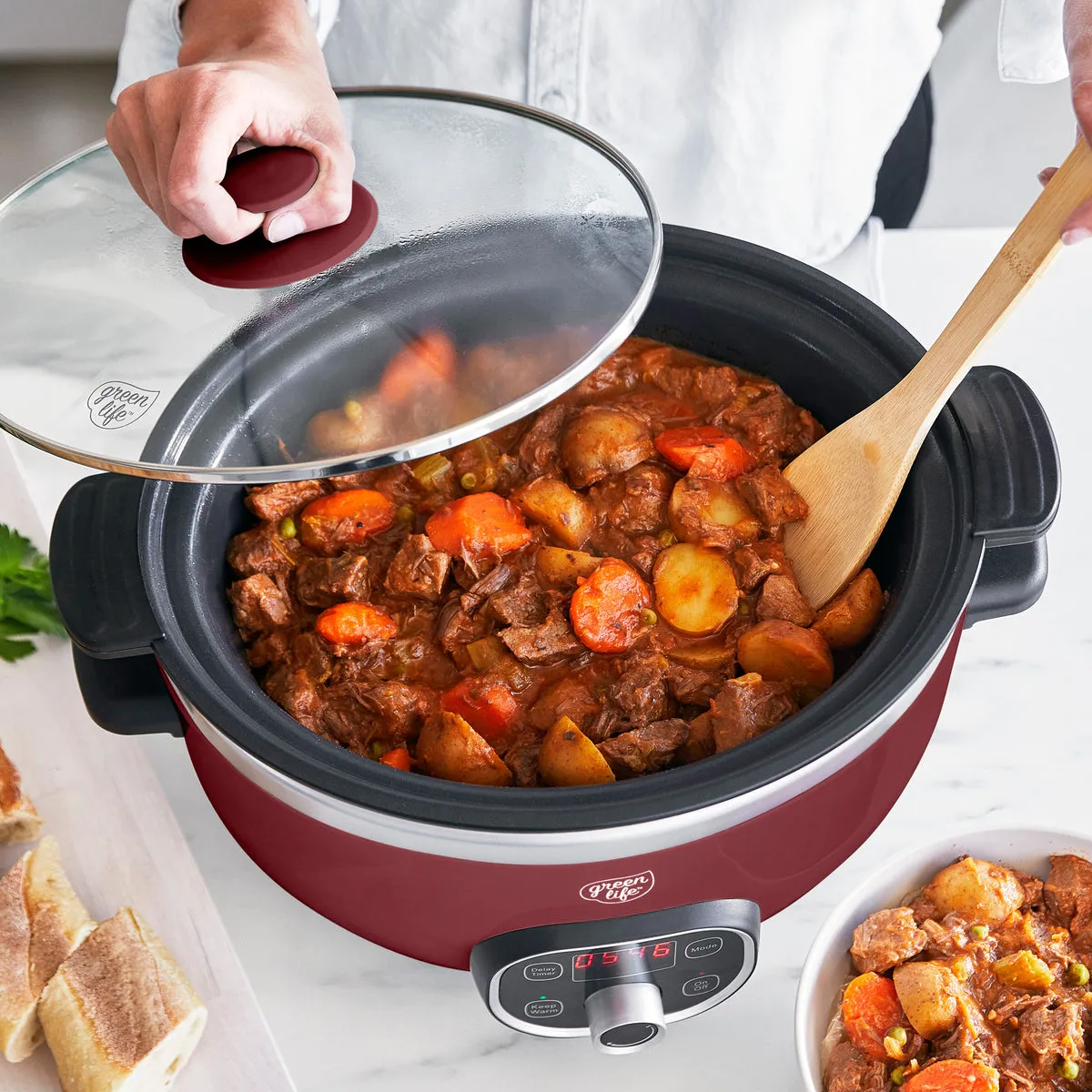 GreenLife Healthy Duo 6-Quart Slow Cooker | Red