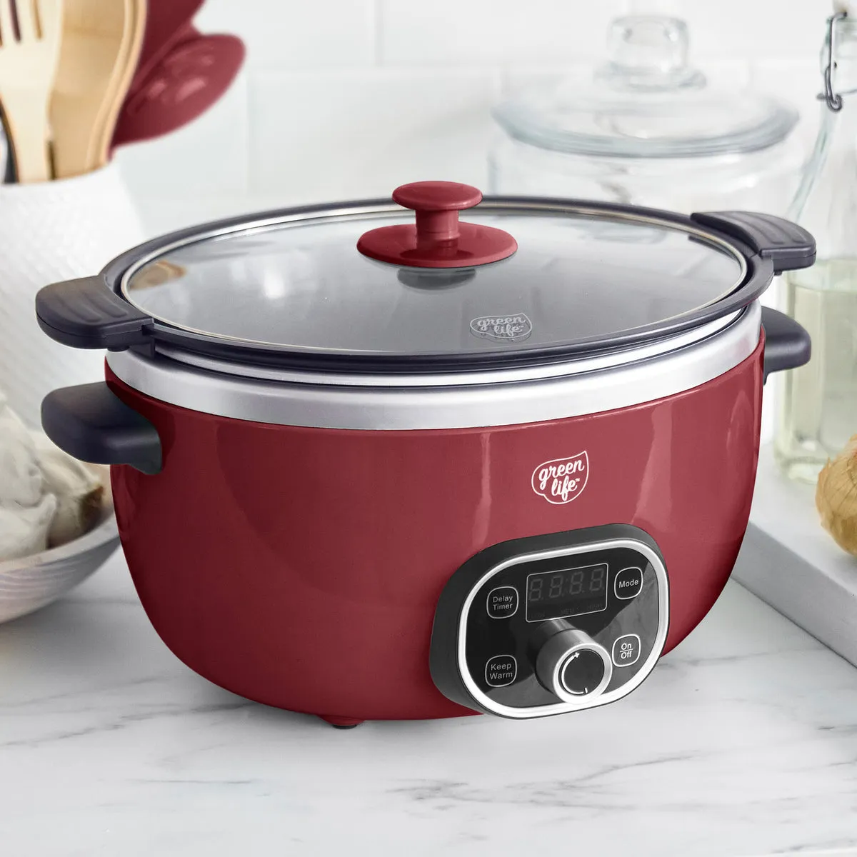 GreenLife Healthy Duo 6-Quart Slow Cooker | Red