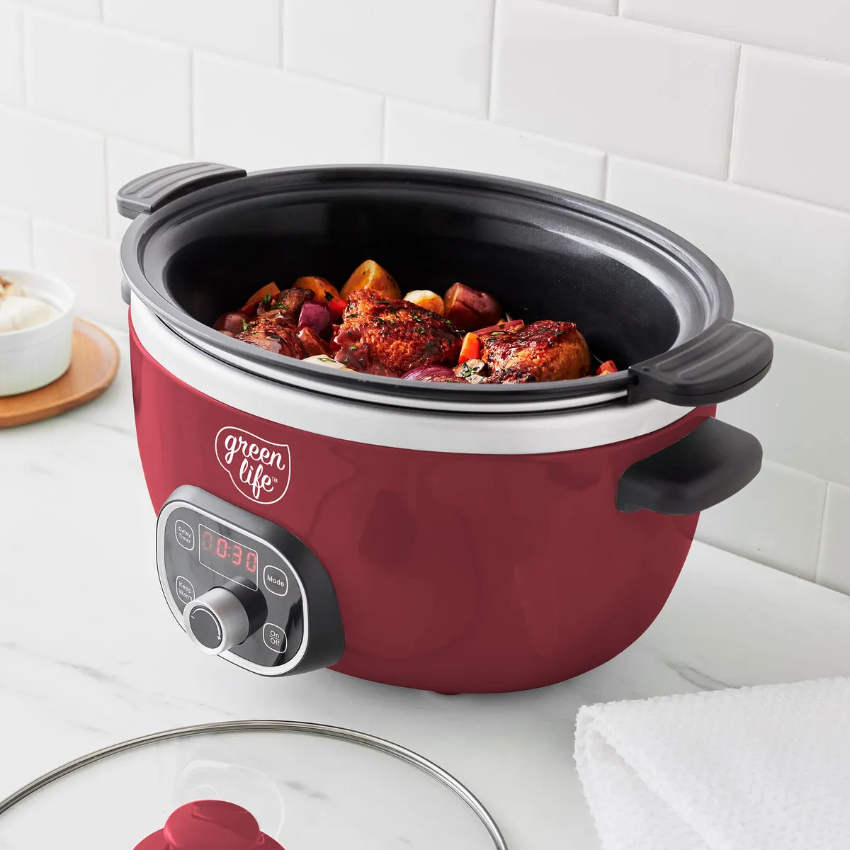 GreenLife Healthy Duo 6-Quart Slow Cooker | Red