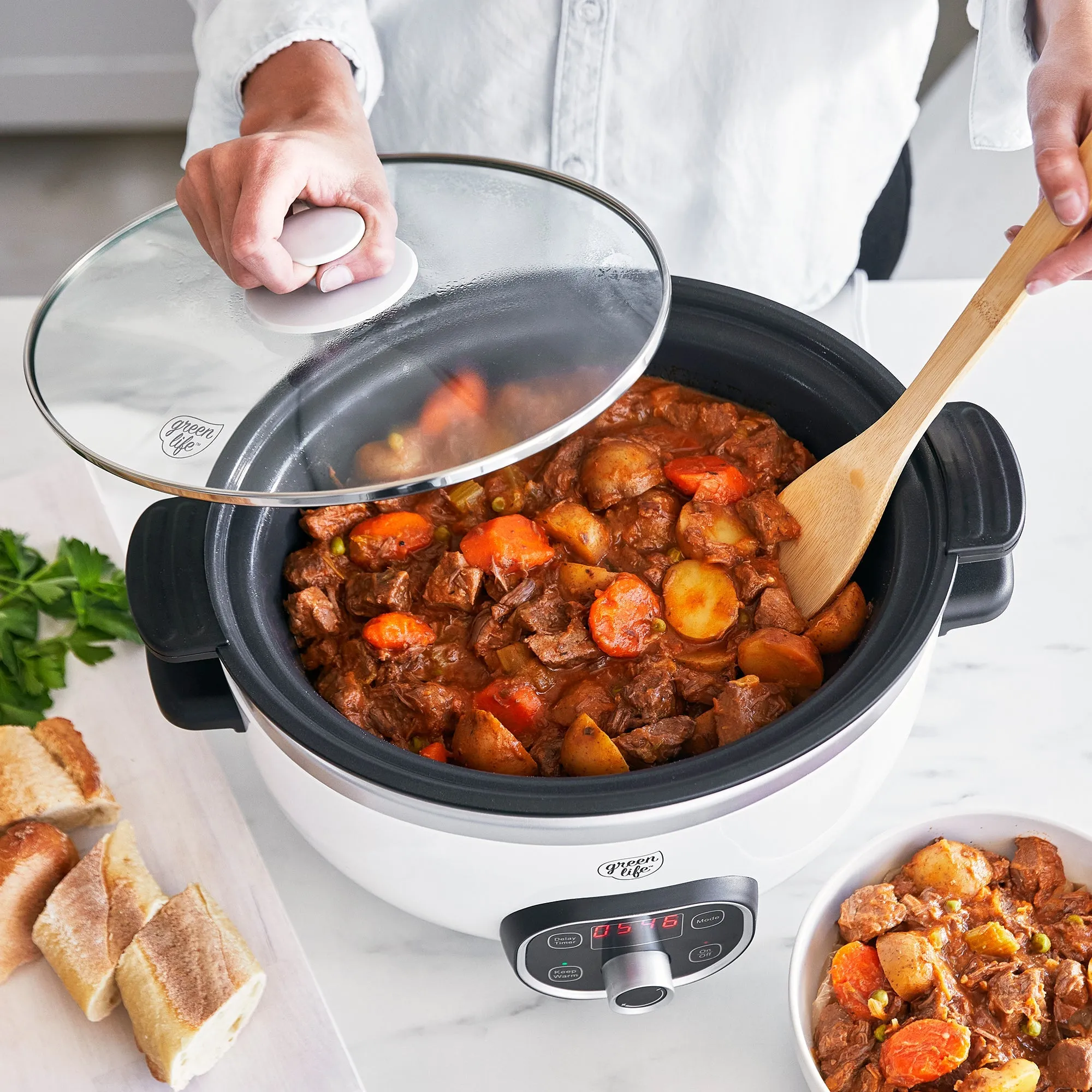 GreenLife Healthy Duo 6-Quart Slow Cooker | White