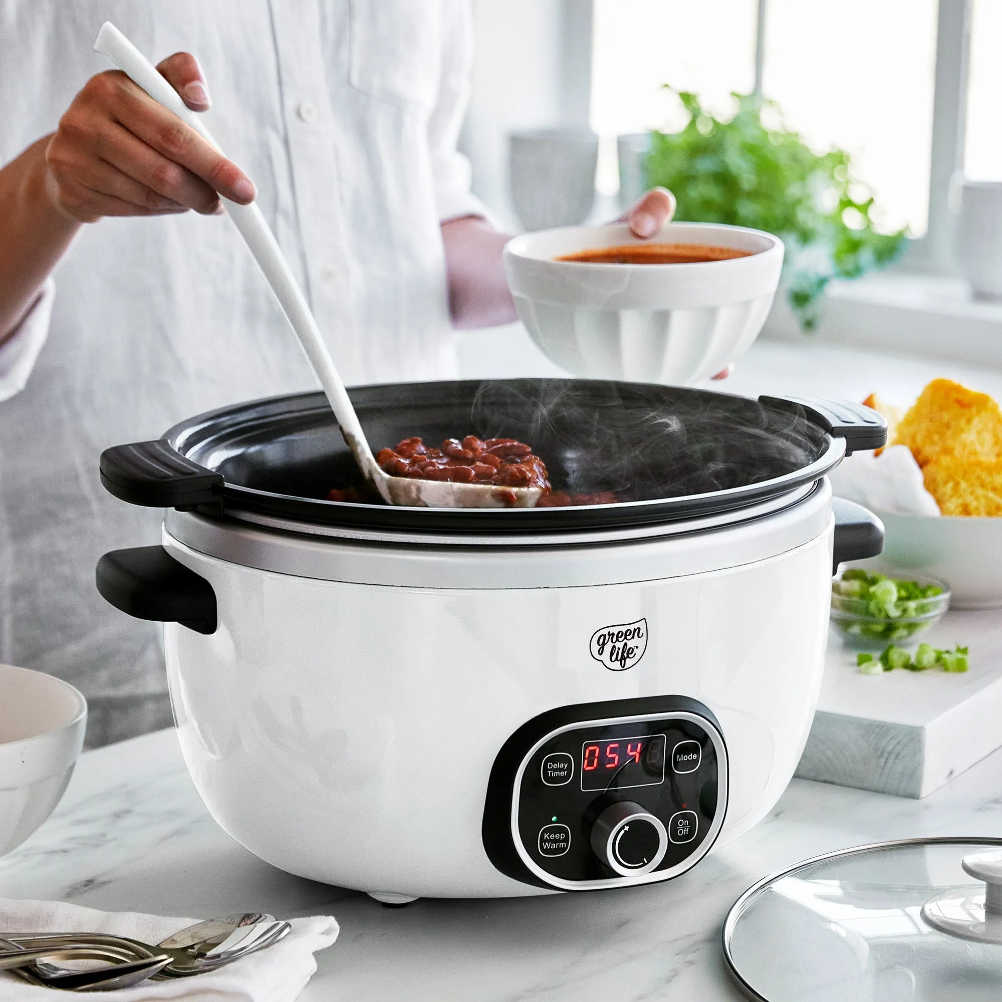 GreenLife Healthy Duo 6-Quart Slow Cooker | White