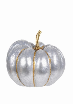 Heaven Sends Metallic Large Ceramic Pumpkin, Silver
