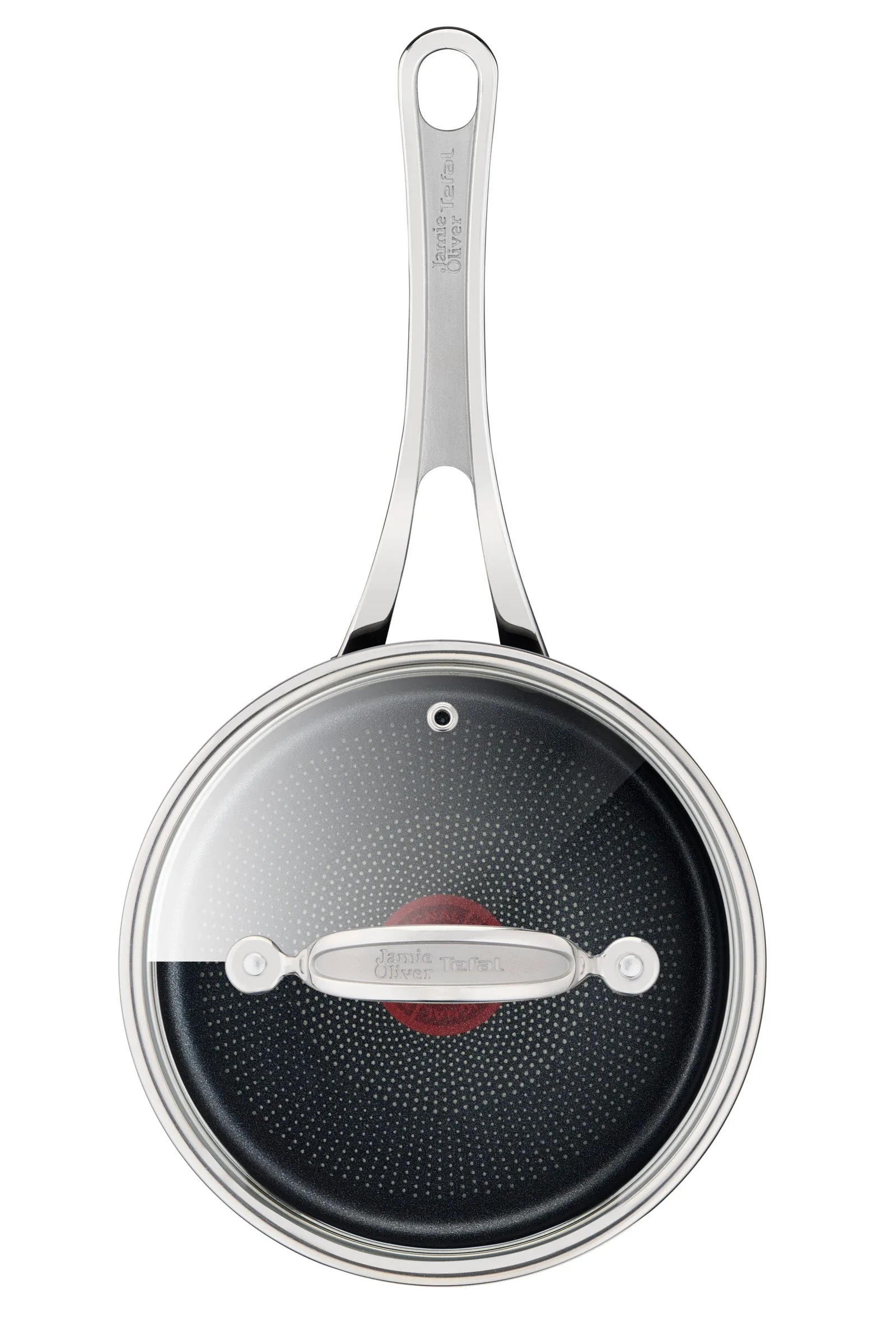 Jamie Oliver by Tefal Cooks Classic Non-Stick Induction Hard Anodised Saucepan   Lid 18cm